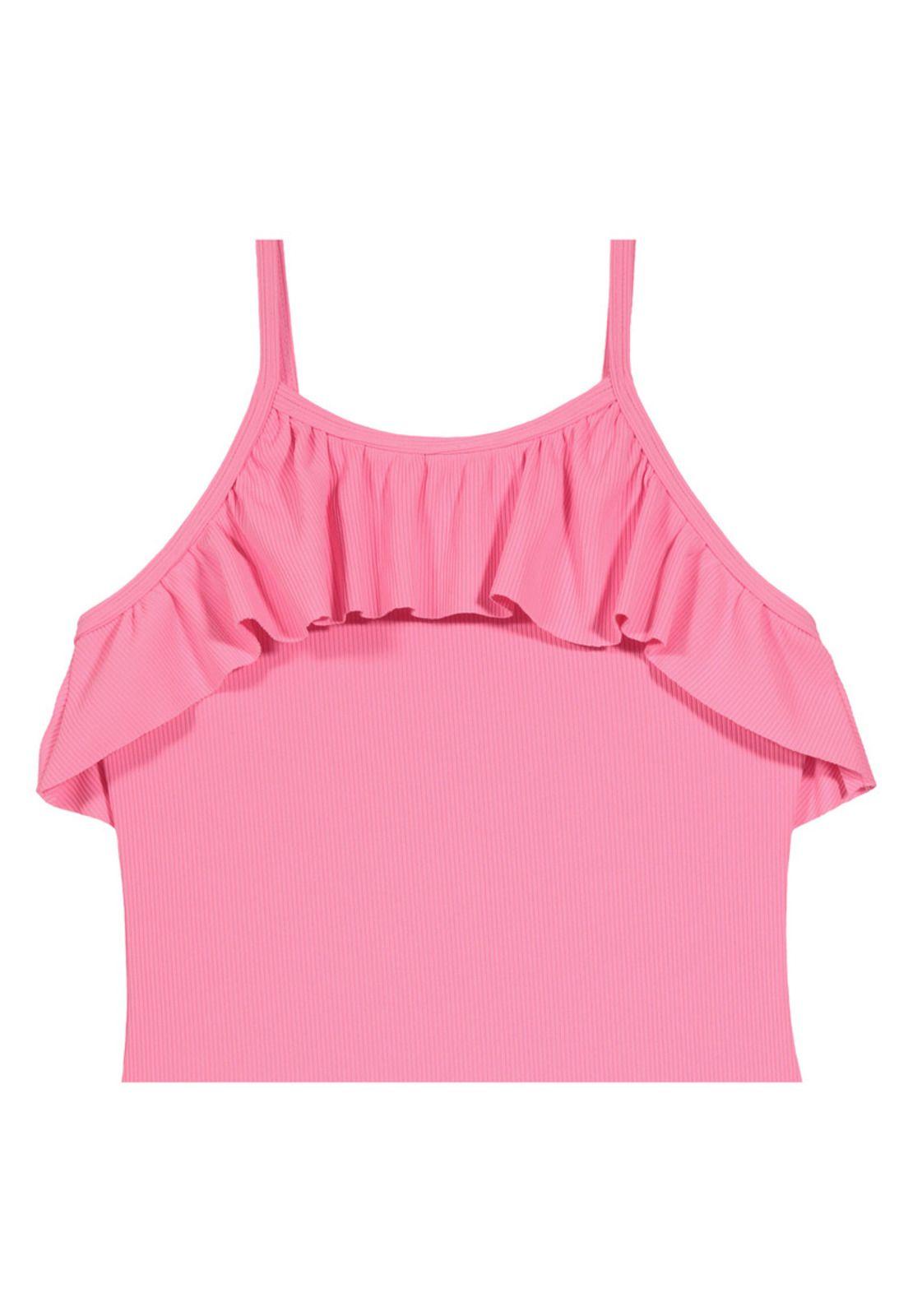 Niña Traje de Baño Entero UV+30 Textura Vuelo Rosado-3