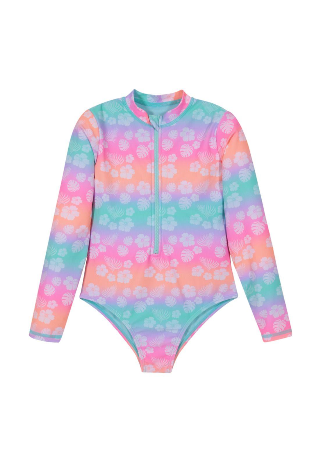 Traje de Baño Niña Entero UV30+ H2O Wear Coral M/Larga-0