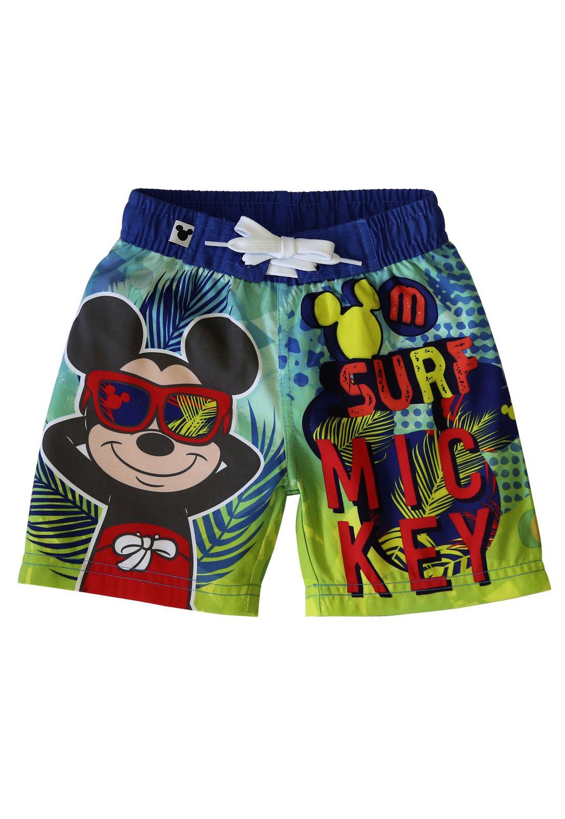 Traje de Baño Bebe Niño Short Disney Mickey Turquesa-0