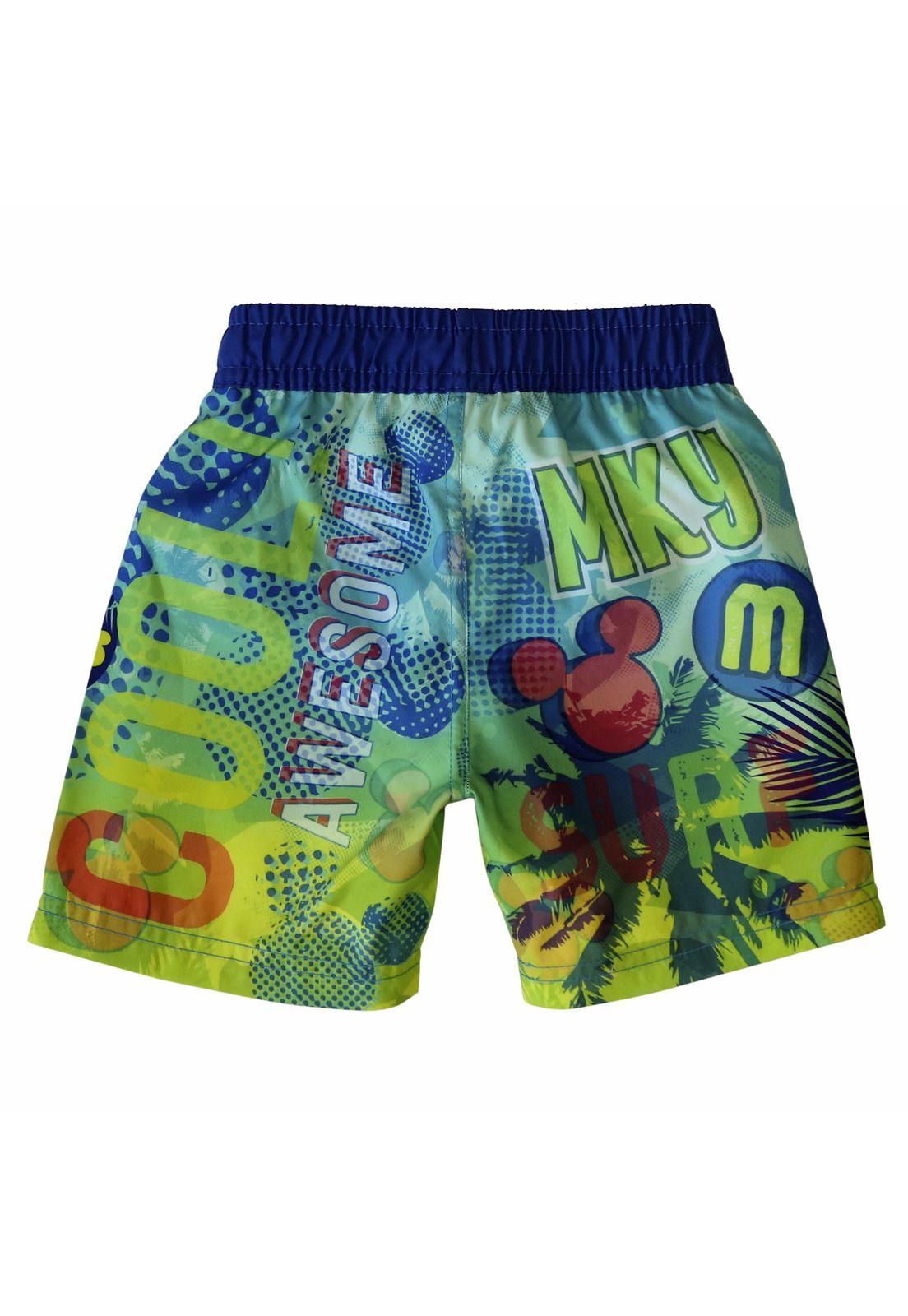 Traje de Baño Bebe Niño Short Disney Mickey Turquesa-1