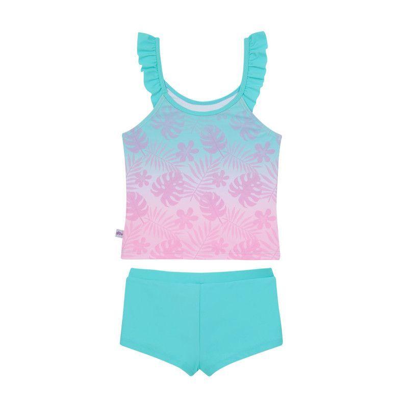 Traje de Baño Tankini Sublimado para Niña Verde-2