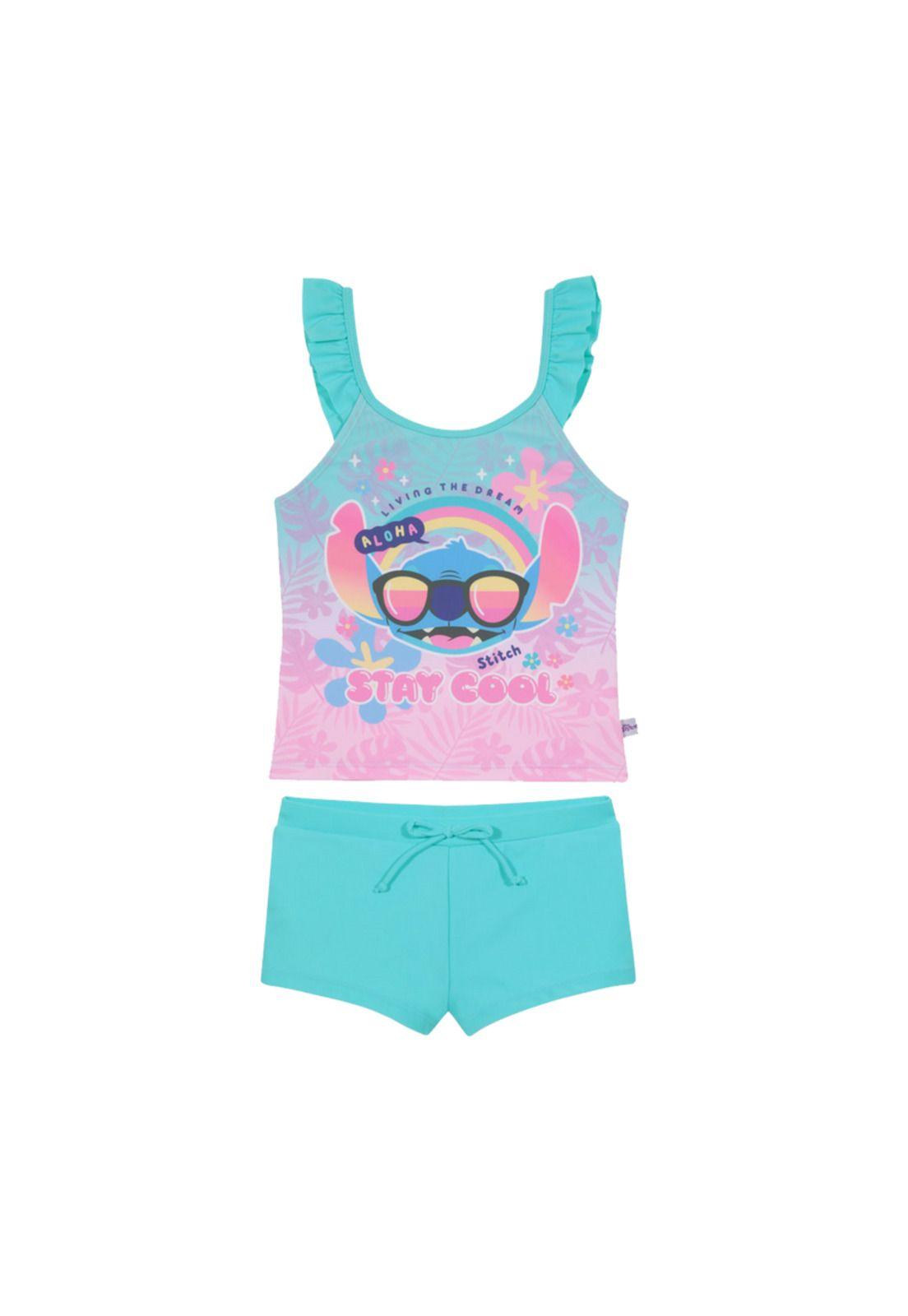 Traje de Baño Tankini Sublimado para Niña Verde-1