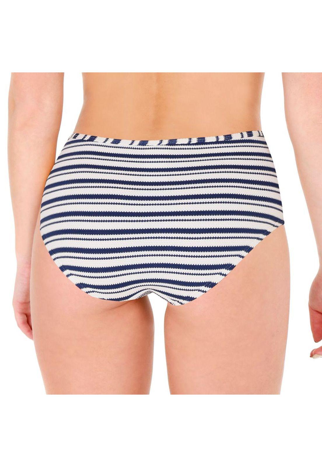 Traje de Baño Calzon Alto Rayas Mujer H2O Wear Blanco-1