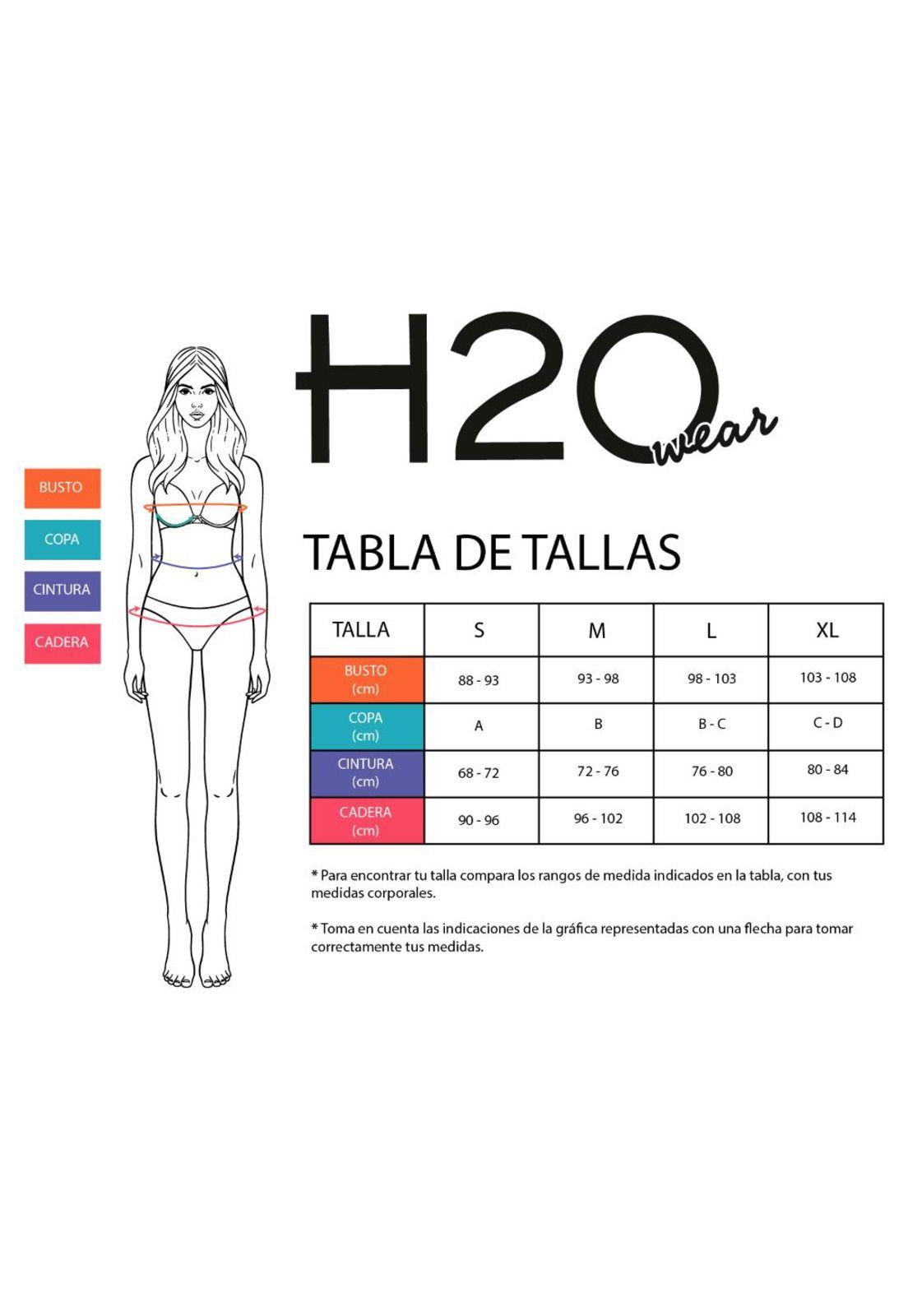 Traje de Baño Calzon Alto Rayas Mujer H2O Wear Blanco-2
