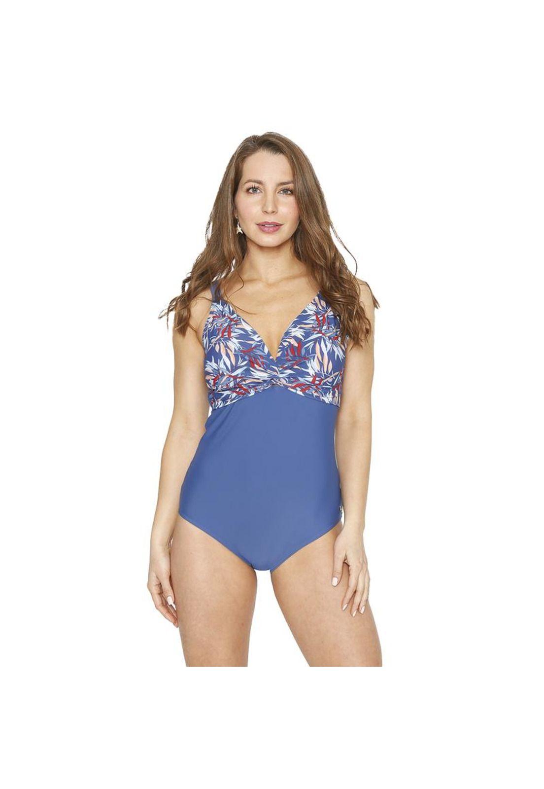 Traje de Baño Entero Mujer Control H2O Wear Cruzado Azul Zafiro-0