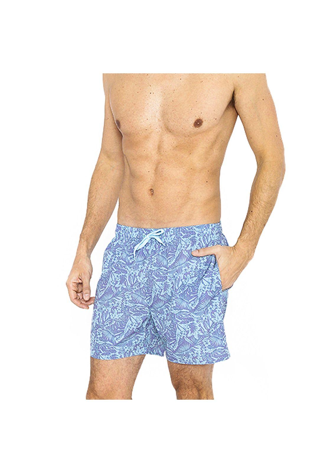 Traje de Baño Short para Hombre Tela c/ Elasticidad Celeste-1
