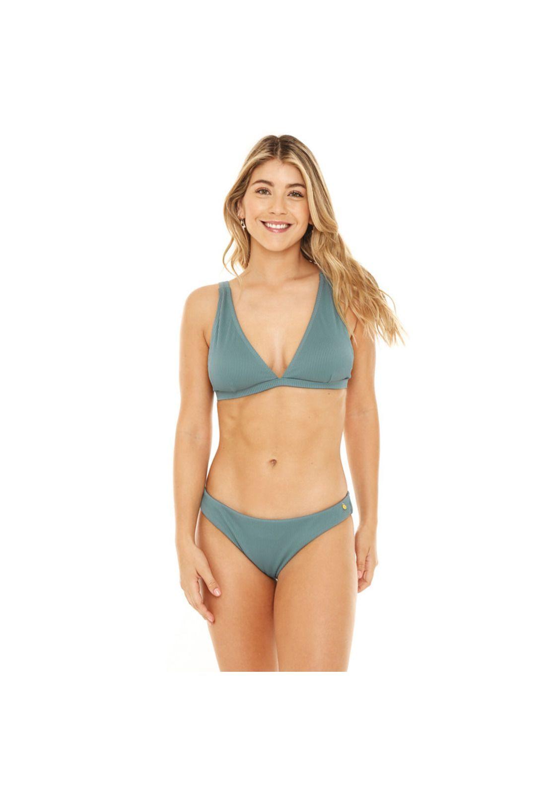 Traje de Baño Bikini Mujer H2O Wear Halter Textura Rib Verde-2