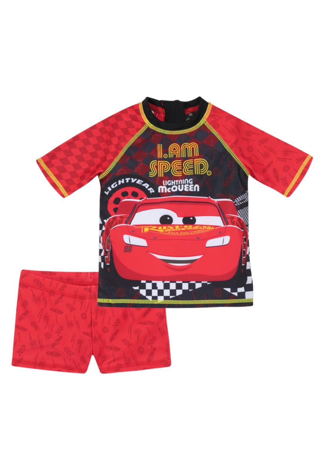 Traje de Baño Set UV50+ para Bebe Niño Disney Rojo-0