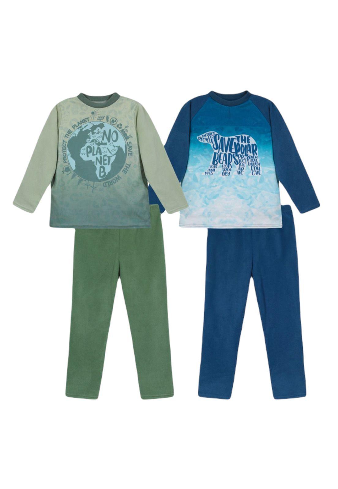 Pack 2 Pijama Niño Polar Sustentable Multicolor H2O Wear-0