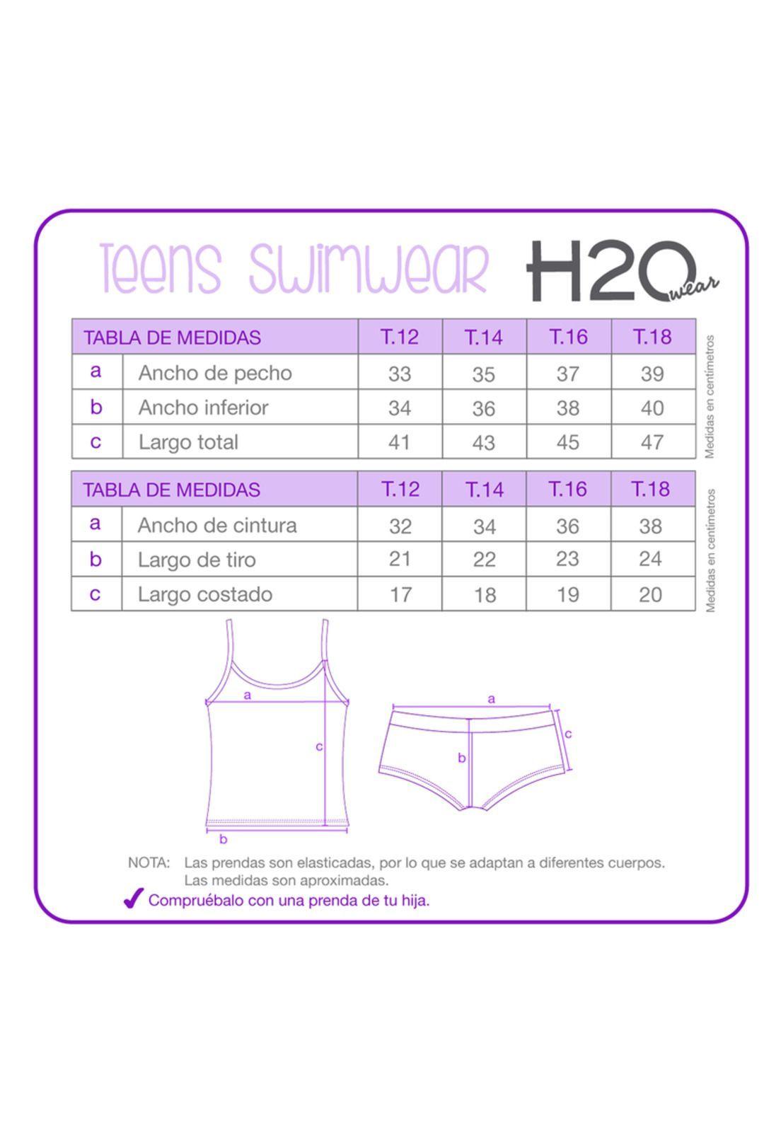 Traje de Baño Tankini UV30+ Sublimado para Teens Niña Fucsia-2