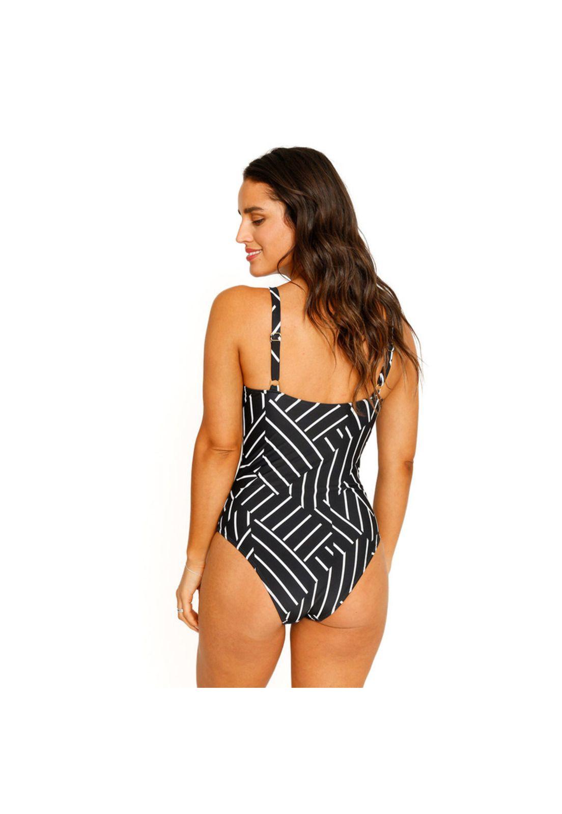 Traje de Baño Entero Copas para Mujer Azul-2