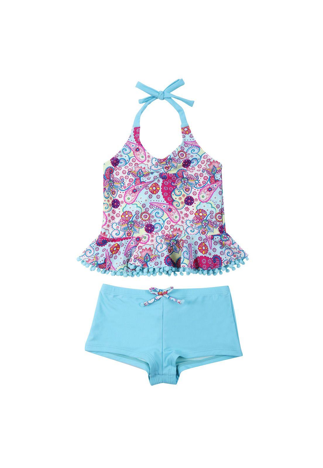 Traje de Baño Niña Tankini UV30 Azul H2O Wear-0