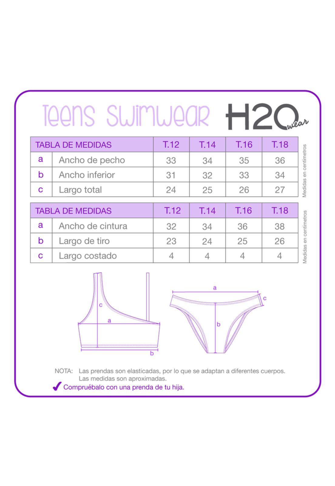 Traje de Baño Niña Teen Bikini UV30+ Un hombro H2O Wear-2