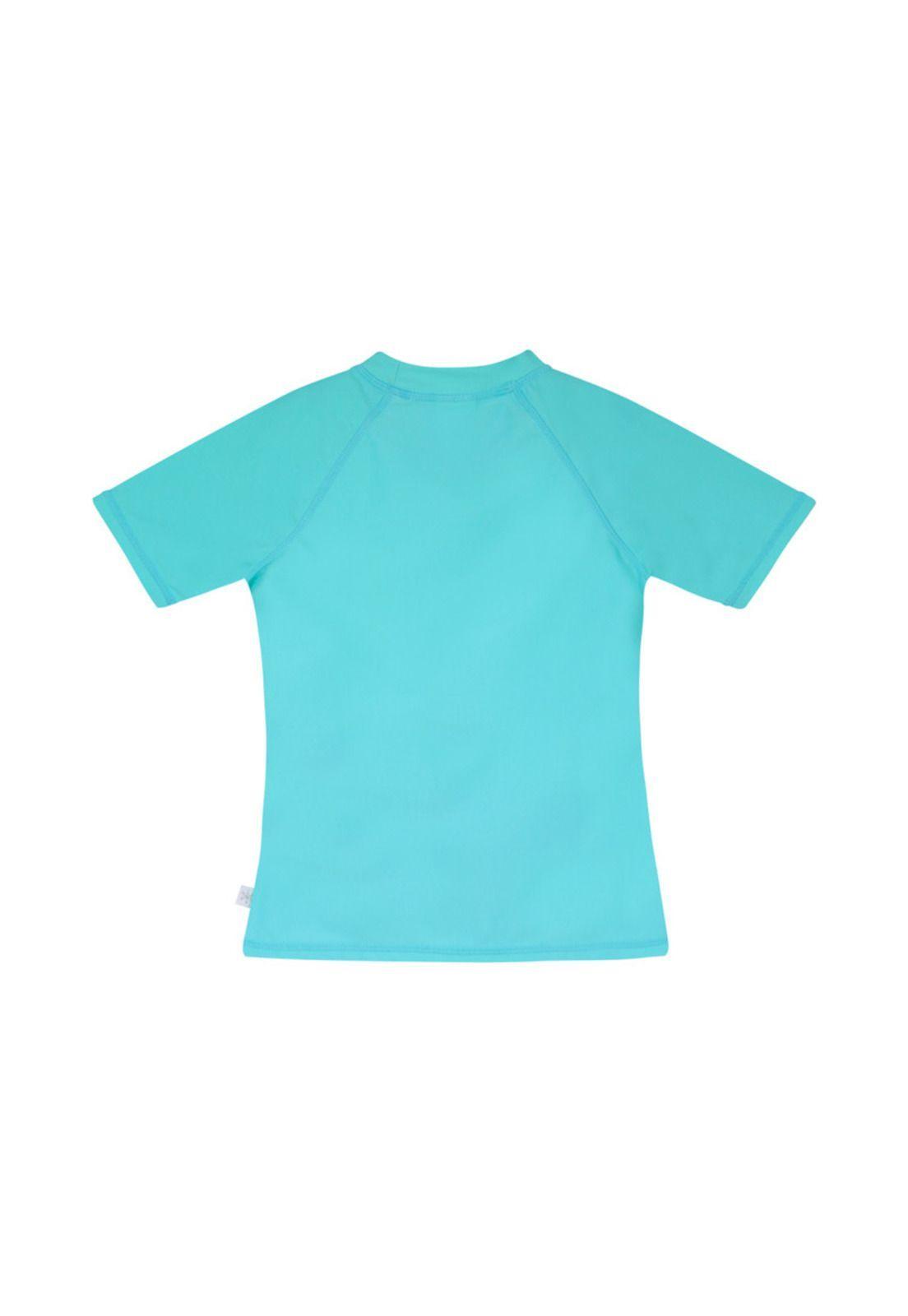 Polera Niña Manga Corta UV 50+ Disney Frozen Celeste-1