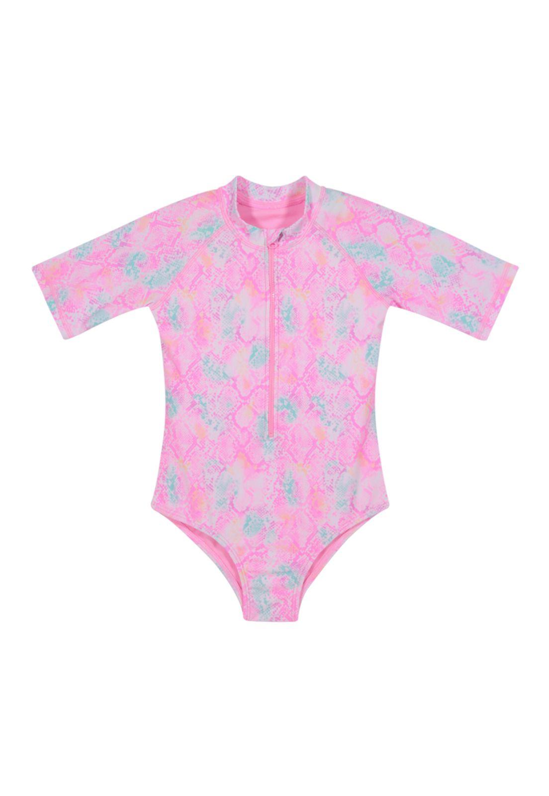 Traje de Baño Niña Entero UV30+ H2O Wear Rosado M/Corta-0