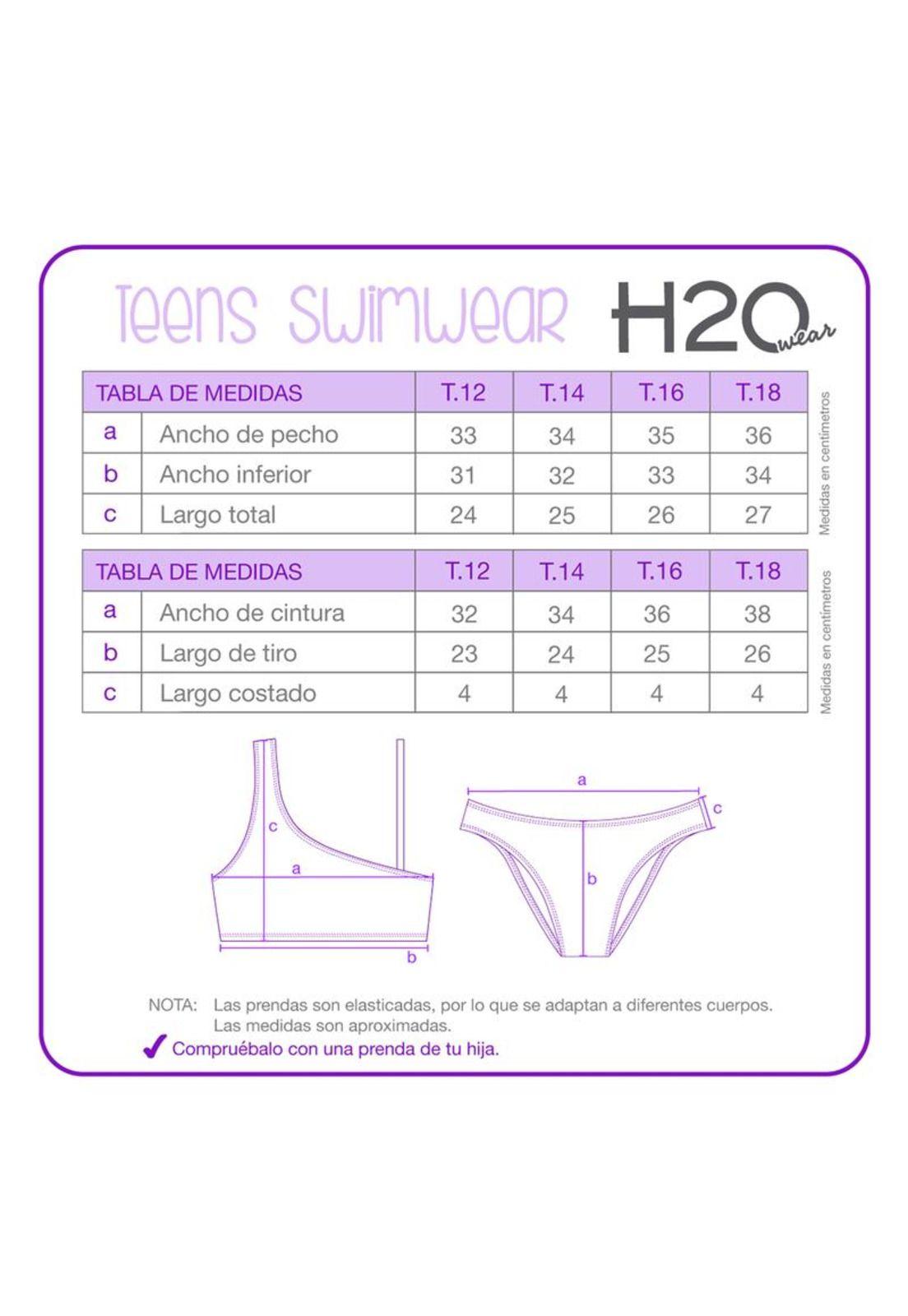 Traje de Baño Teens Niña Bikini H2O Wear Rosado Un Hombro-2