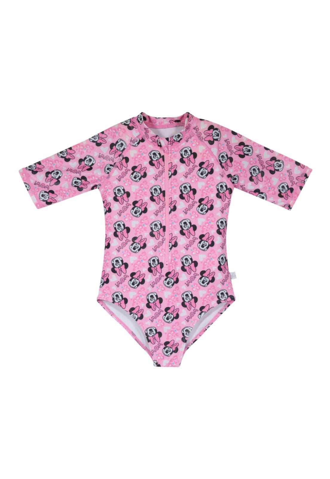 Traje de Baño Niña Entero Manga Corta Disney Minnie Rosa-0