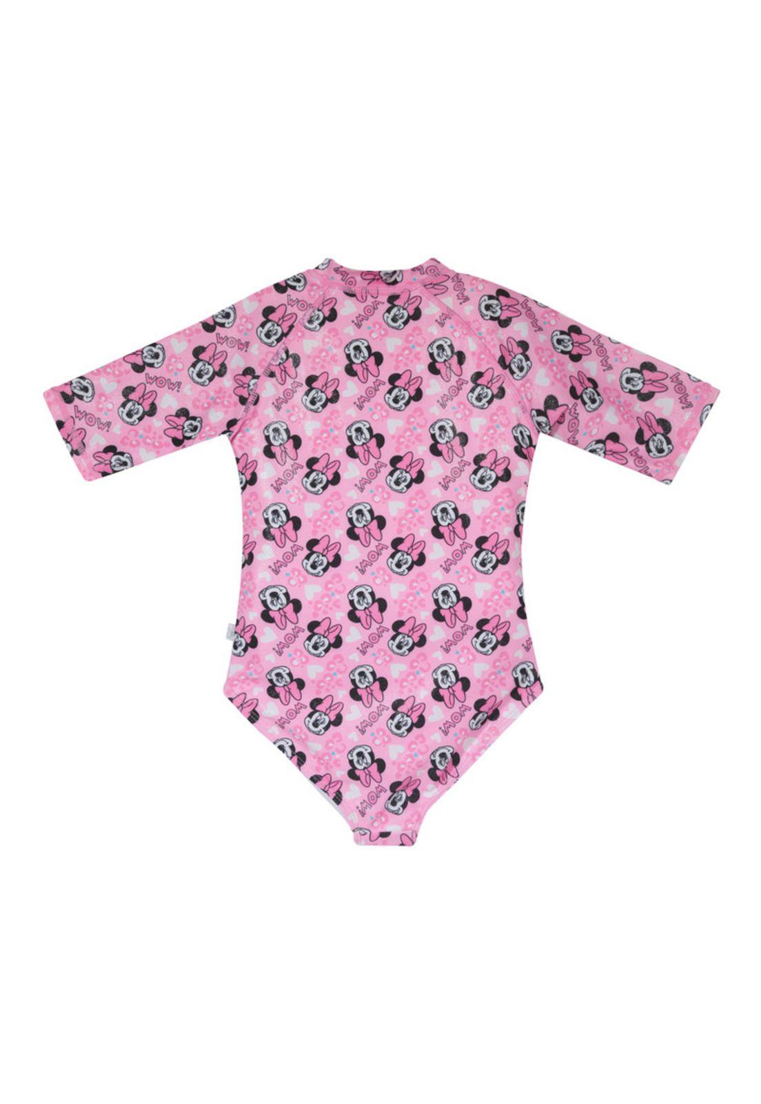 Traje de Baño Niña Entero Manga Corta Disney Minnie Rosa-1