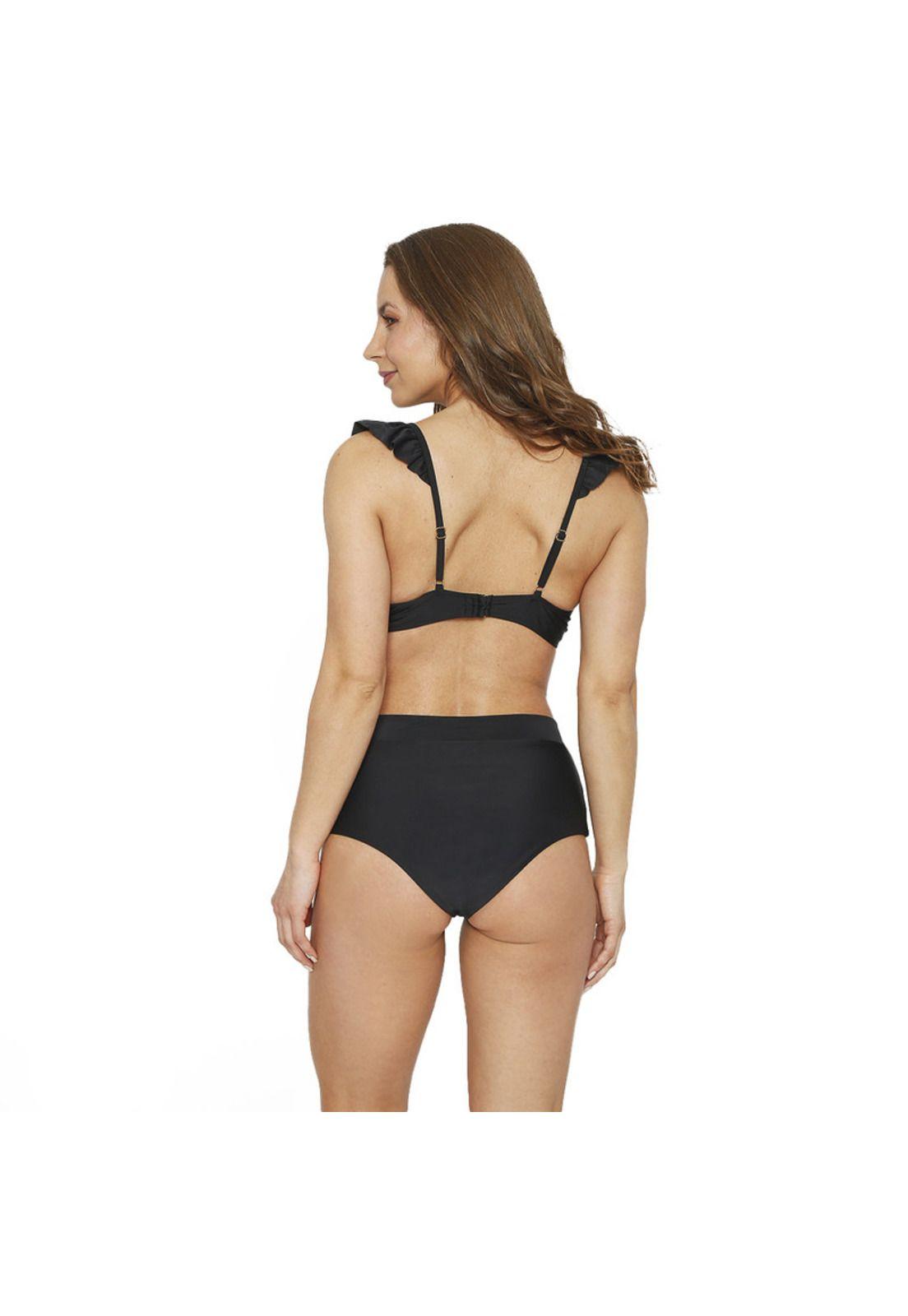 Traje de Baño Bikini Mujer H2O Wear Vuelo Calzon Alto Negro Azabache-5