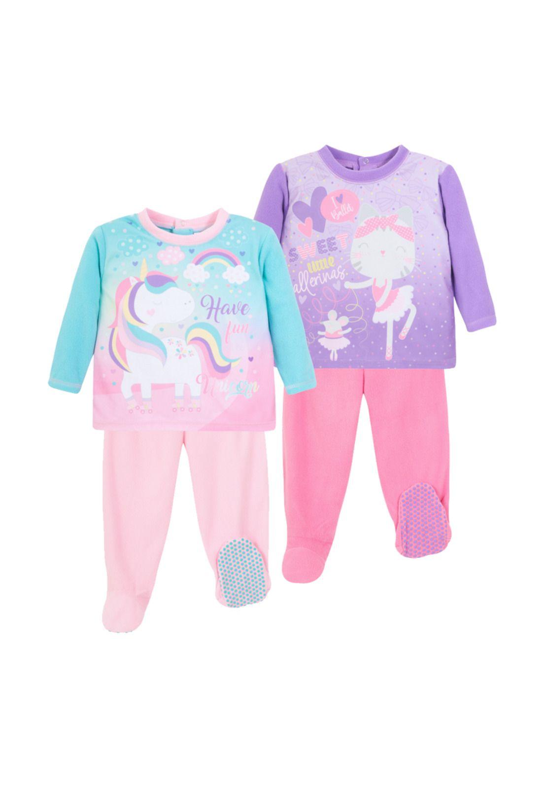 Pack 2 Pijama Bebé Niña Polar Rosa  H2O-0