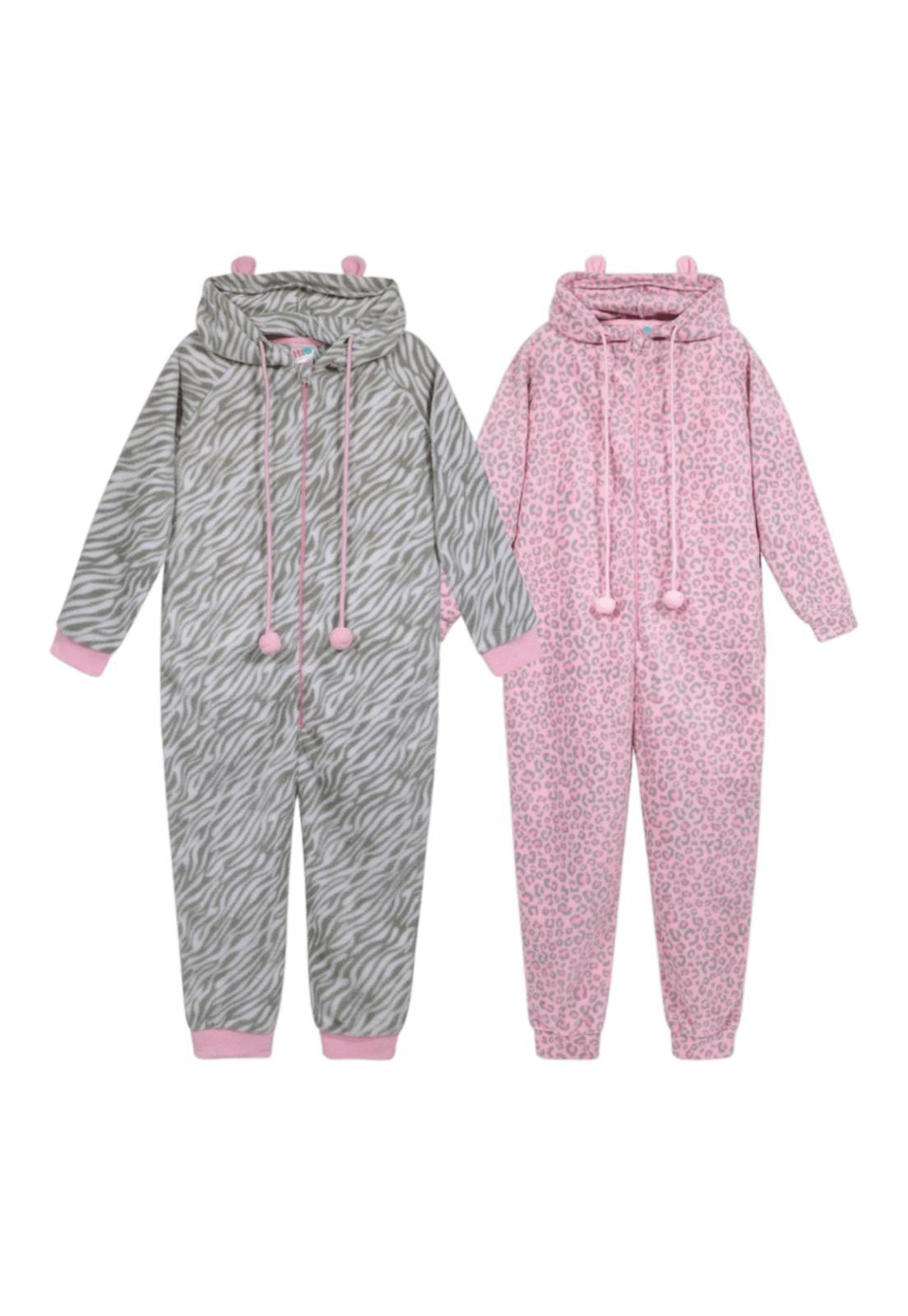 Pack 2 Pijama Niña Polar Animal Print Rosado H2O Wear-0
