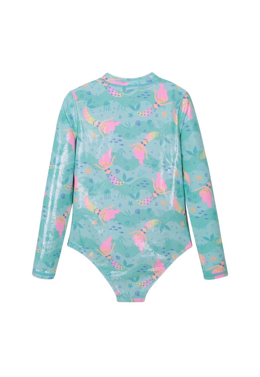 Traje de Baño Niña M/Larga UV50 H2O Wear Turquesa-2