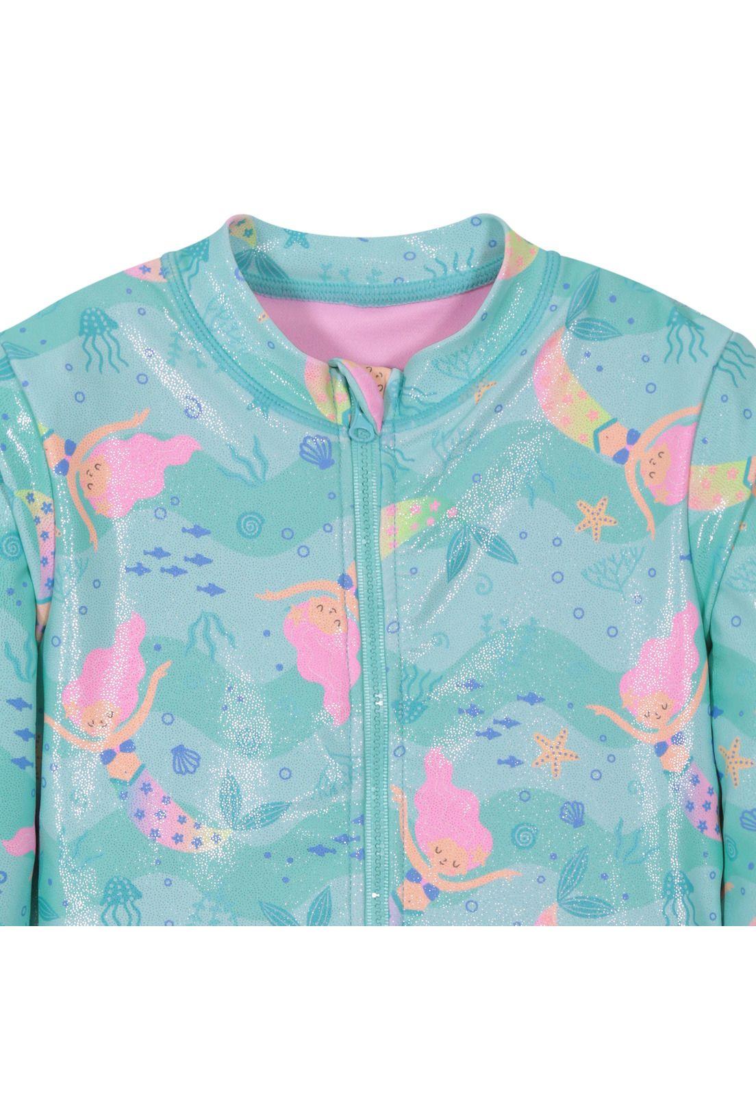 Traje de Baño Niña M/Larga UV50 H2O Wear Turquesa-3