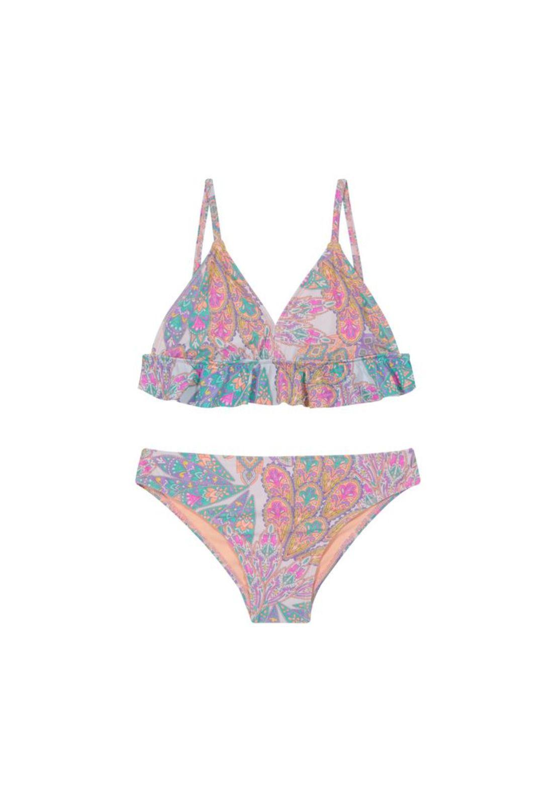 Traje de Baño Bikini UV30+ con Vuelos para Teens Niña Blanco-0