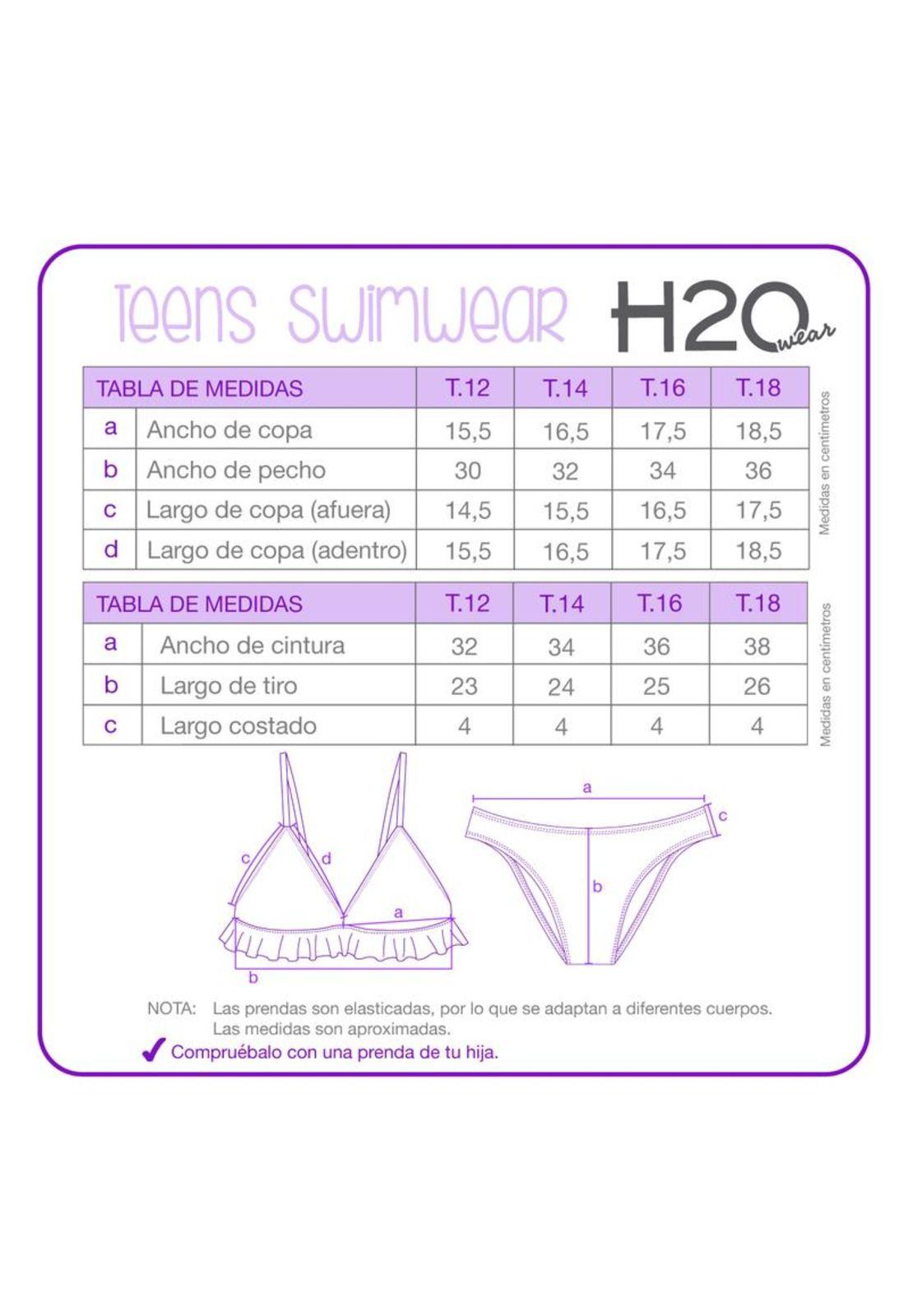 Traje de Baño Bikini UV30+ con Vuelos para Teens Niña Blanco-2
