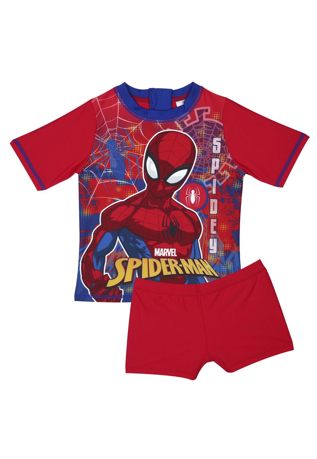 Traje de Baño Bebe Niño Set UV 50 Disney Spiderman Rojo-0