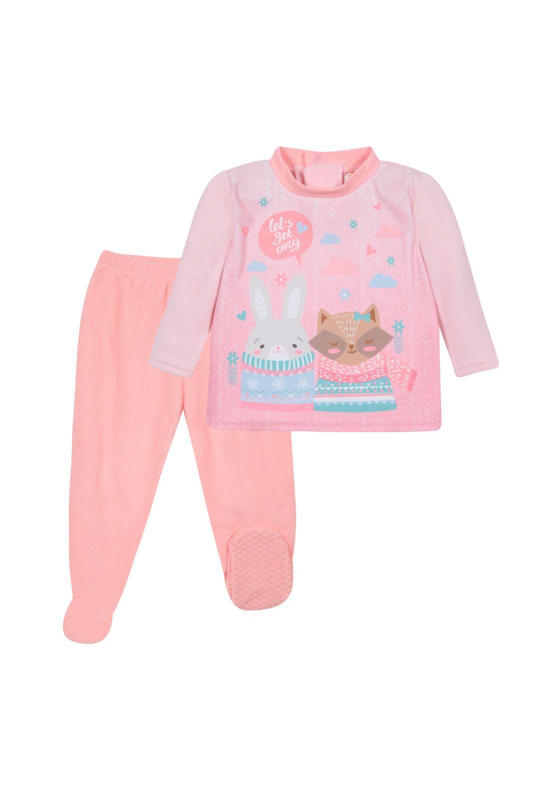 Pack 2 Pijama Bebé Niña Polar  Rosa Sustentable  H2O-1
