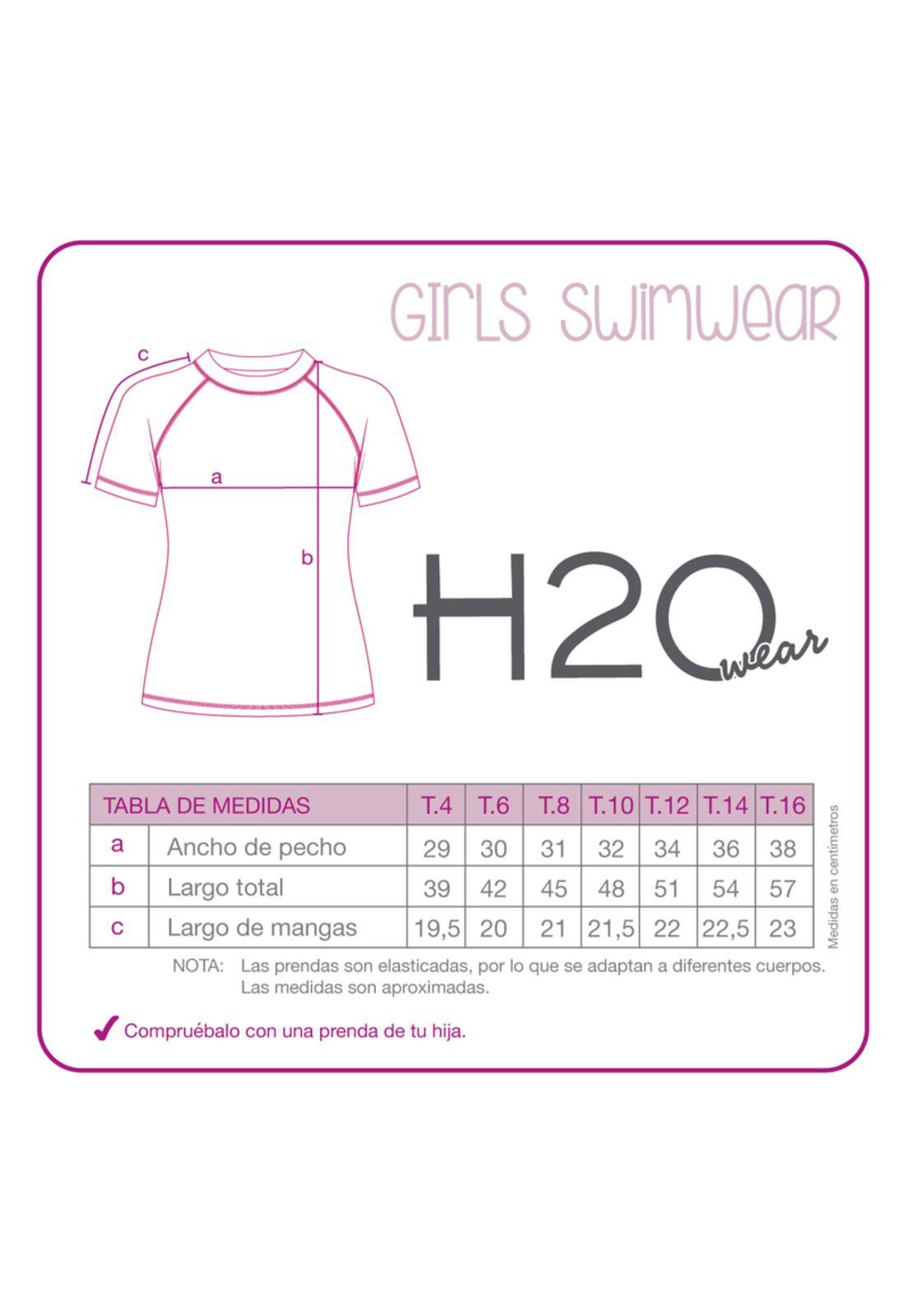 Traje de Baño Niña Polera UV50 + Manga Corta H2O Wear-2