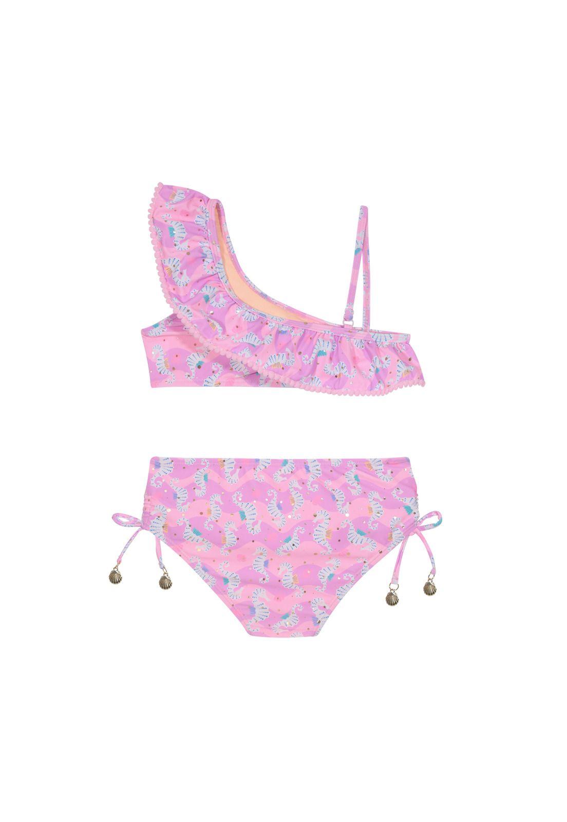 Traje de Baño Niña Bikini 1 Hombro UV50 H2O Wear Rosado-2