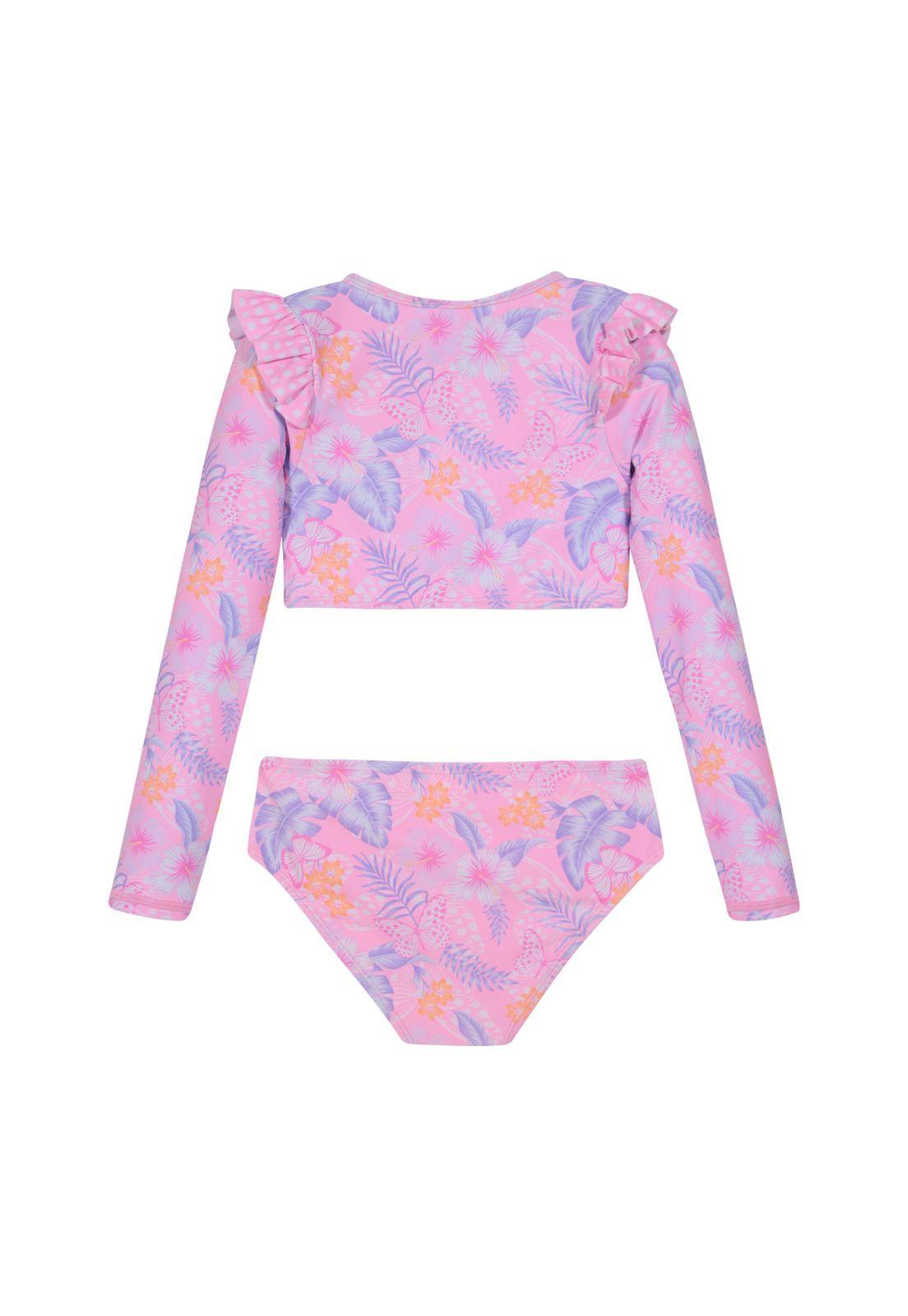Traje de Baño Niña Tankini Crop Top UV50 H2O Wear Rosado-2