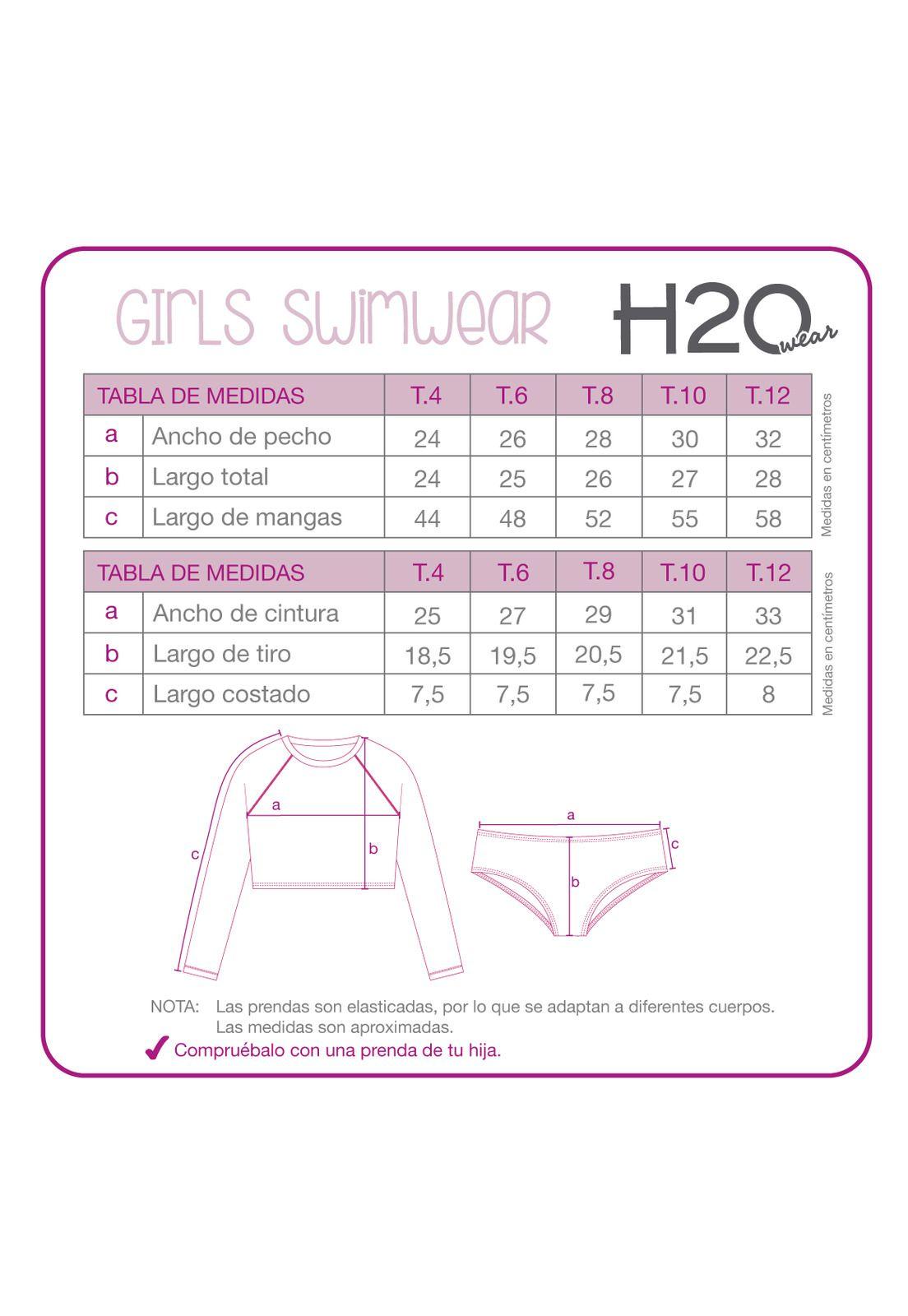 Traje de Baño Niña Tankini Crop Top UV50 H2O Wear Rosado-3
