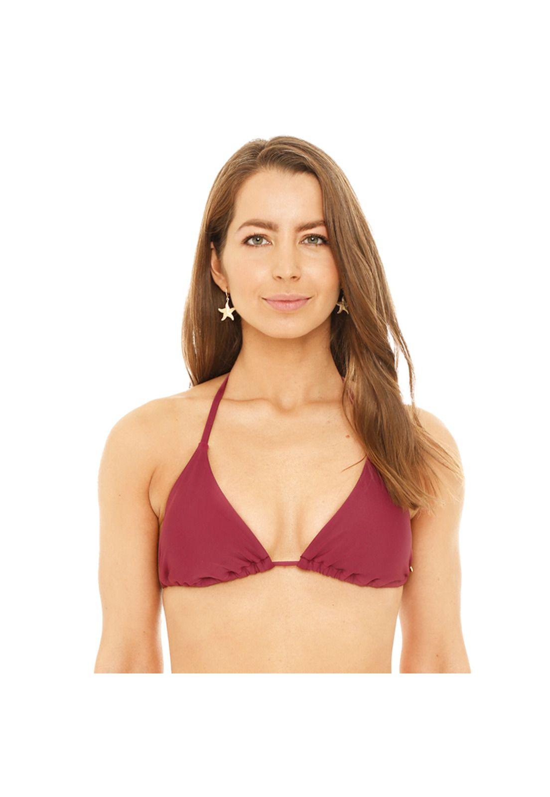 Mujer Top Bikini H2O Wear Triángulo Cortina Burdeo-3