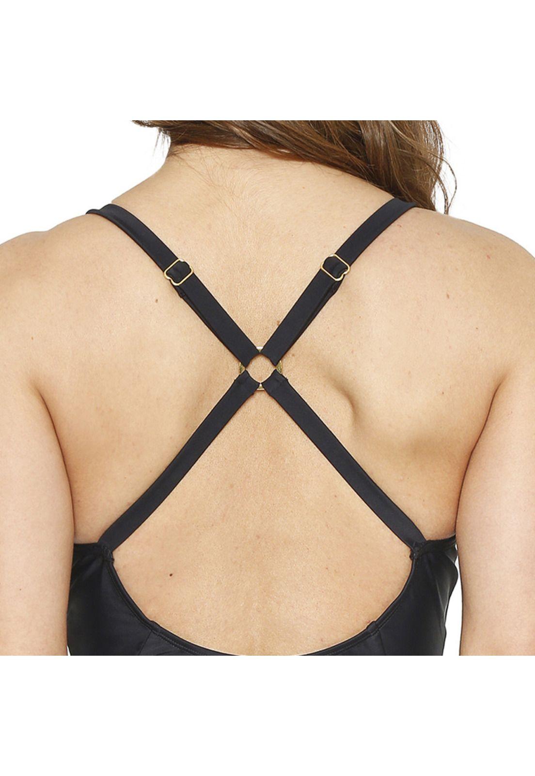 Traje de Baño Entero Mujer H2O Wear Cruzado Negro-7