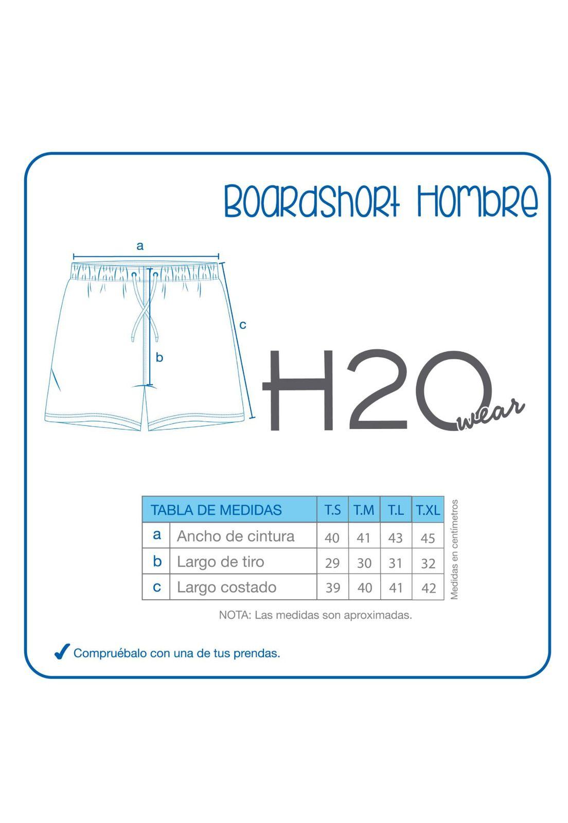 Traje de Baño Short Hombre Tela c Elasticidad H2O Wear Azul-4