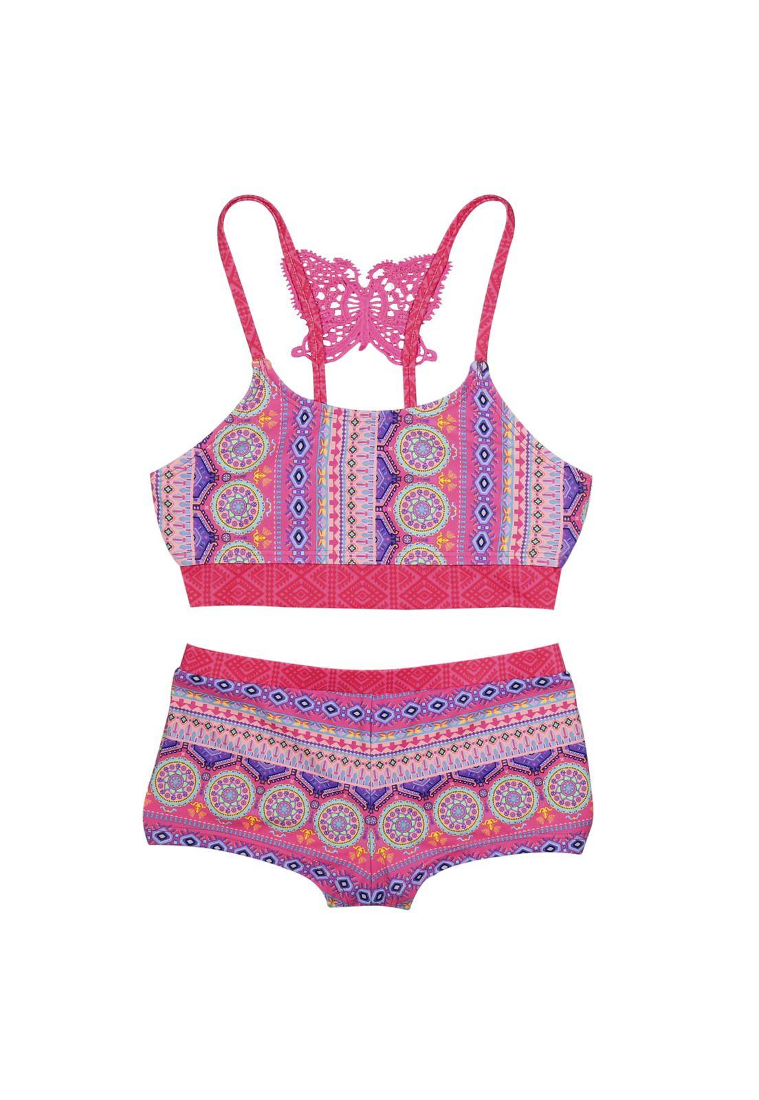 Traje de Baño Niña Bikini UV30 Fucsia H2O Wear-0