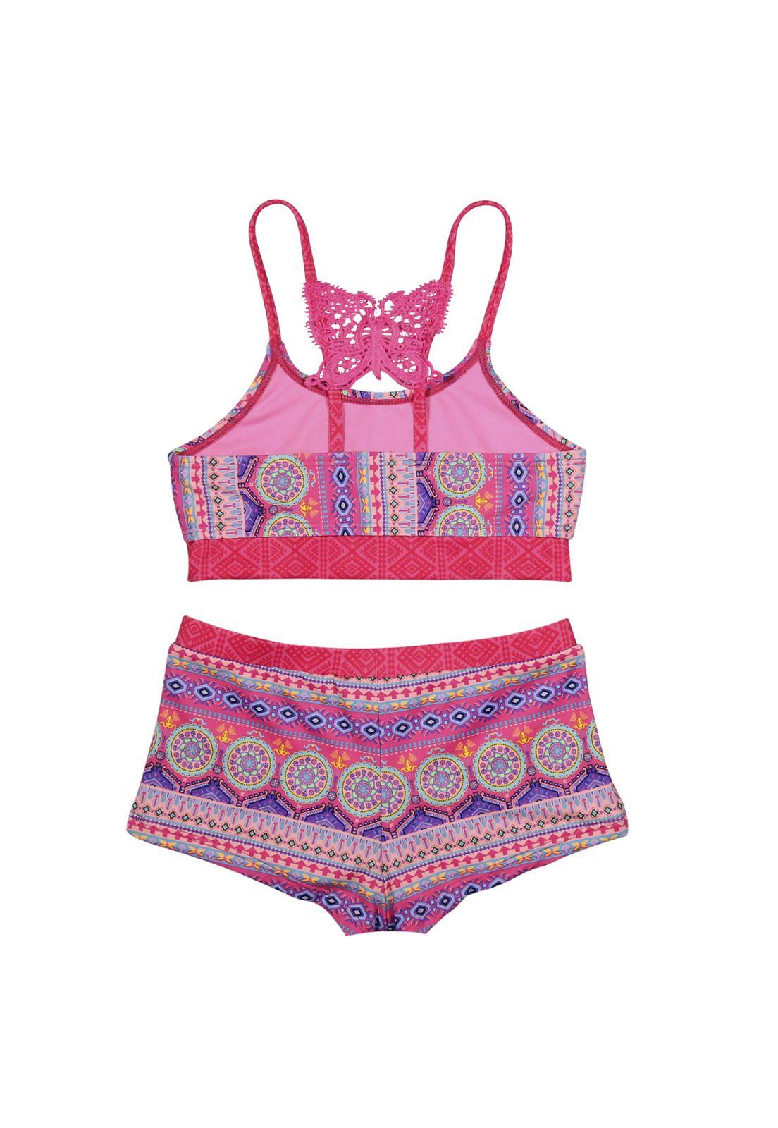 Traje de Baño Niña Bikini UV30 Fucsia H2O Wear-1