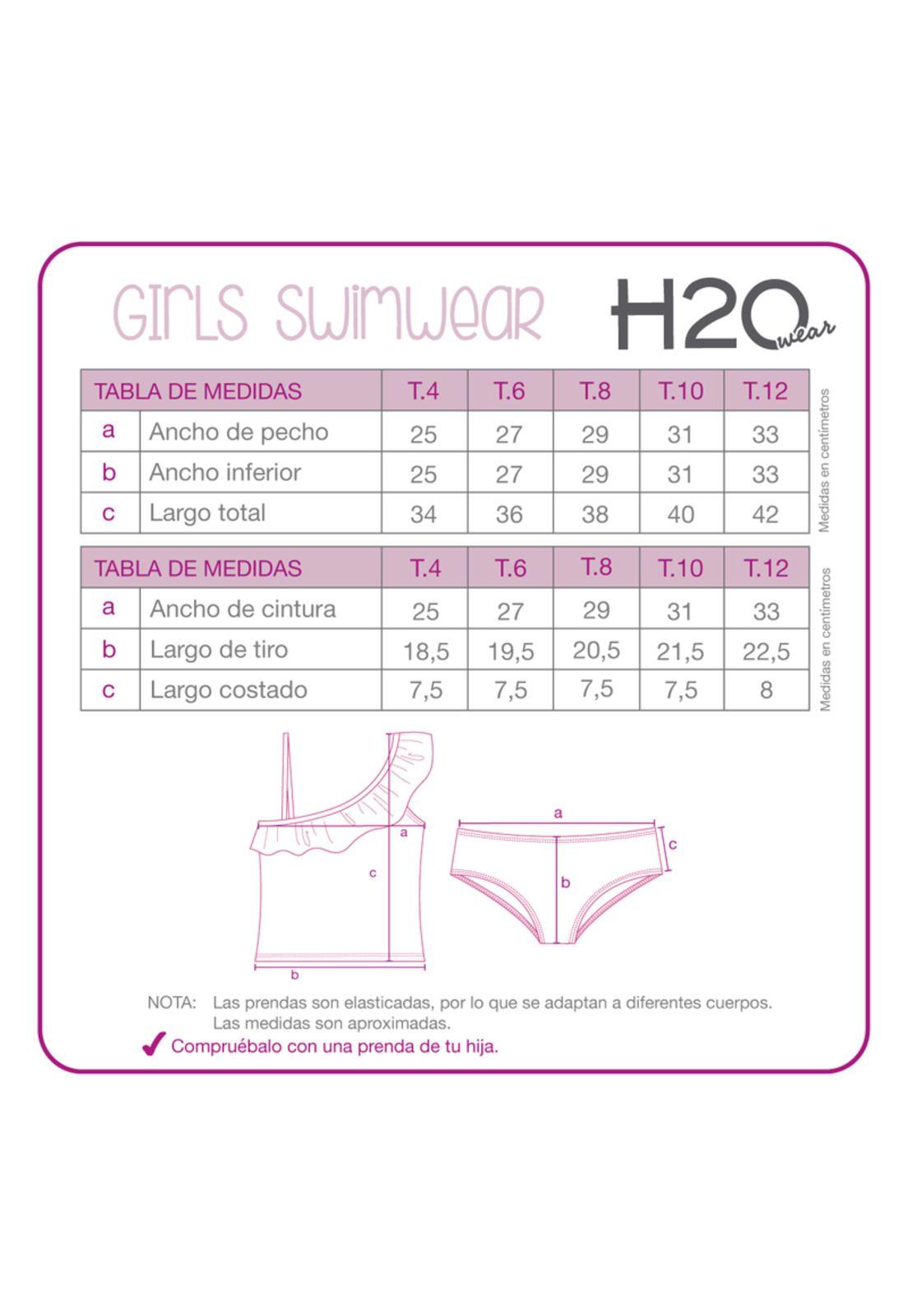Traje de Baño Niña Tankini UV30+ Un hombro H2O Wear-3