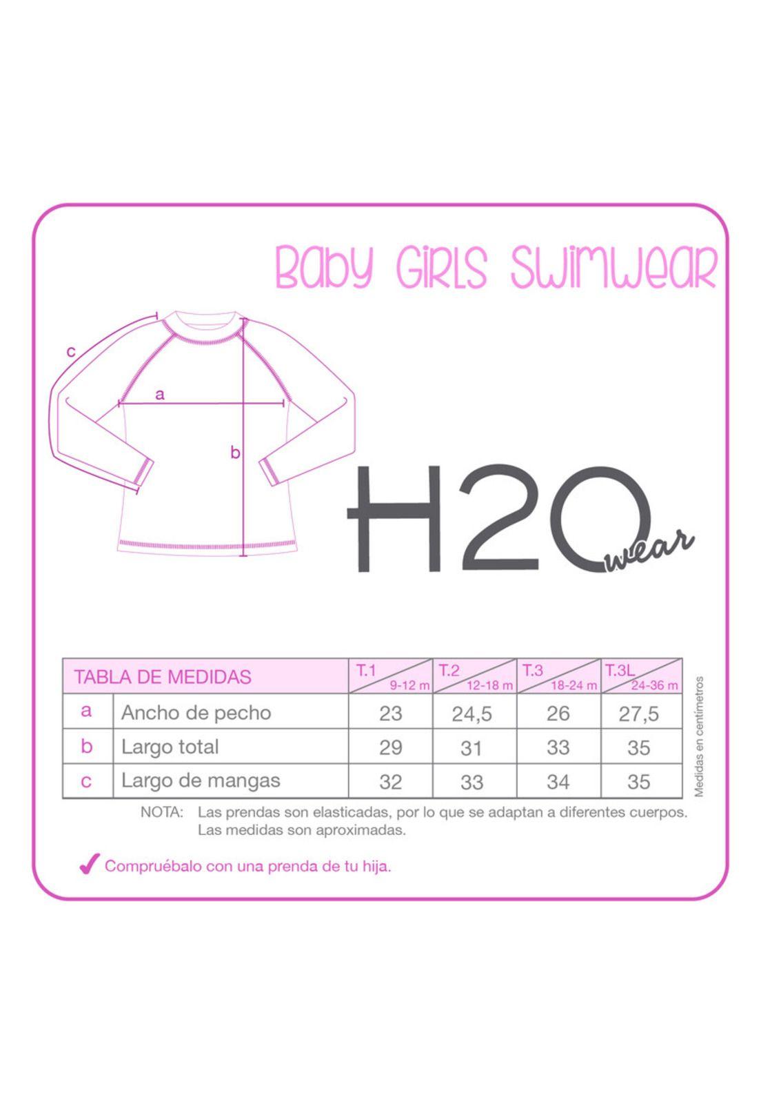 Polera Bebe Niña UV 50 Manga Larga H2O Wear Turquesa-2