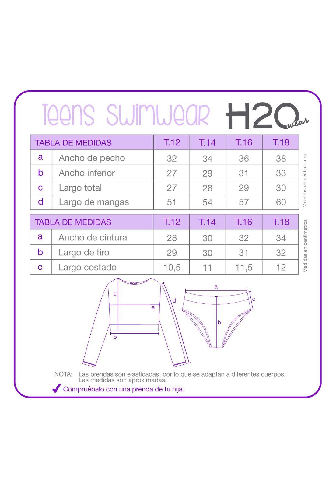 Tankini UV50 Teens Niña Crop Top M.Larga | H2O WEAR-2