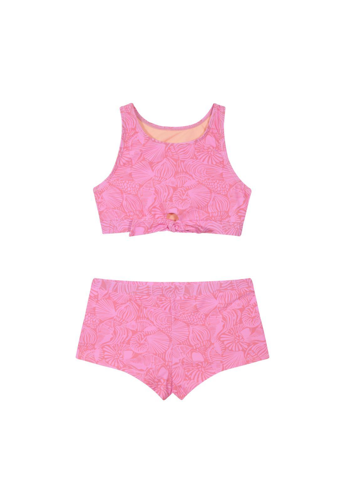 Traje de Baño NiñaTeens Tankini UV50 Crop Top H2O Wear Rosa-1