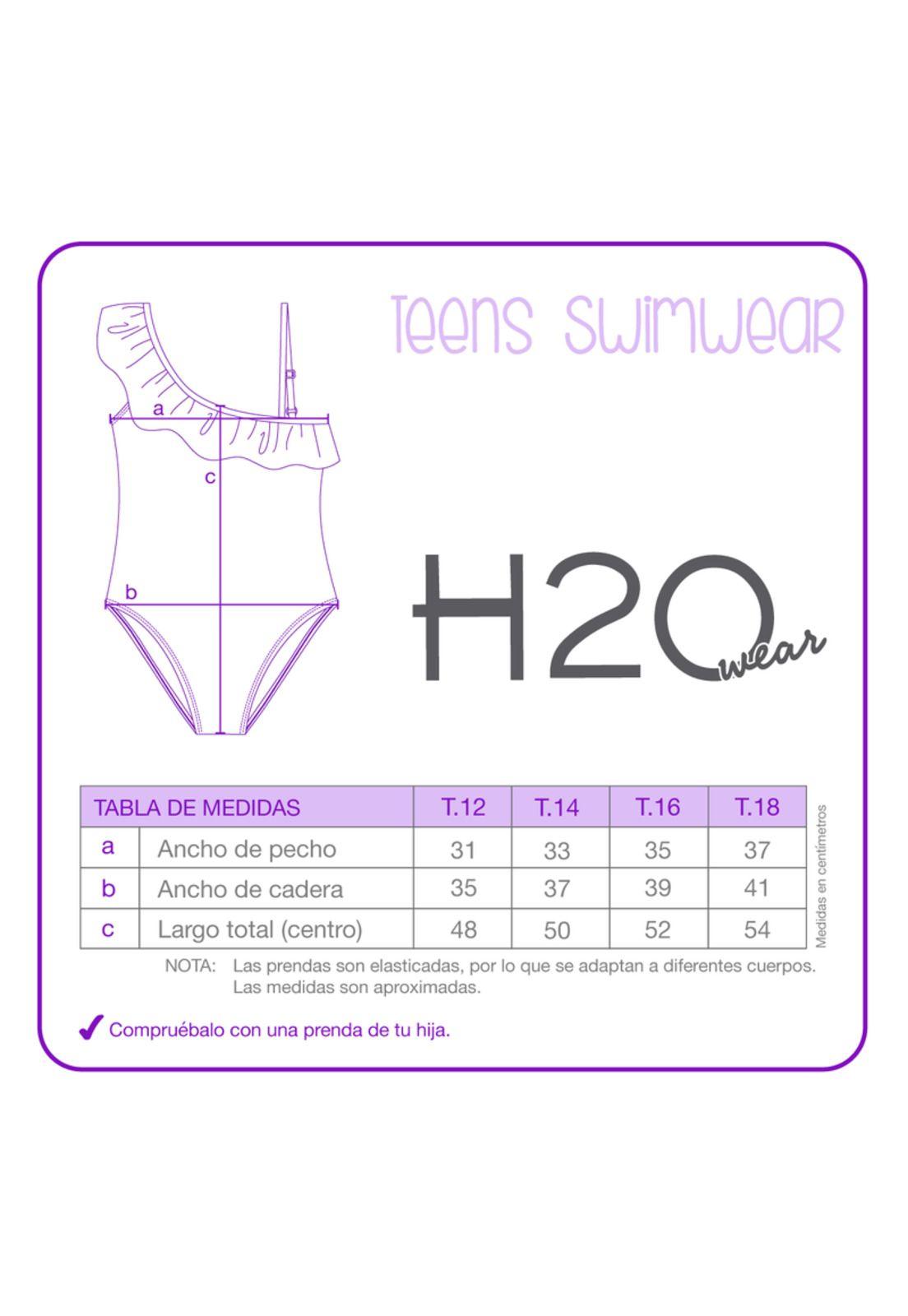 Traje de Baño Niña Teens Un Hombro UV30+ H2O Wear-2