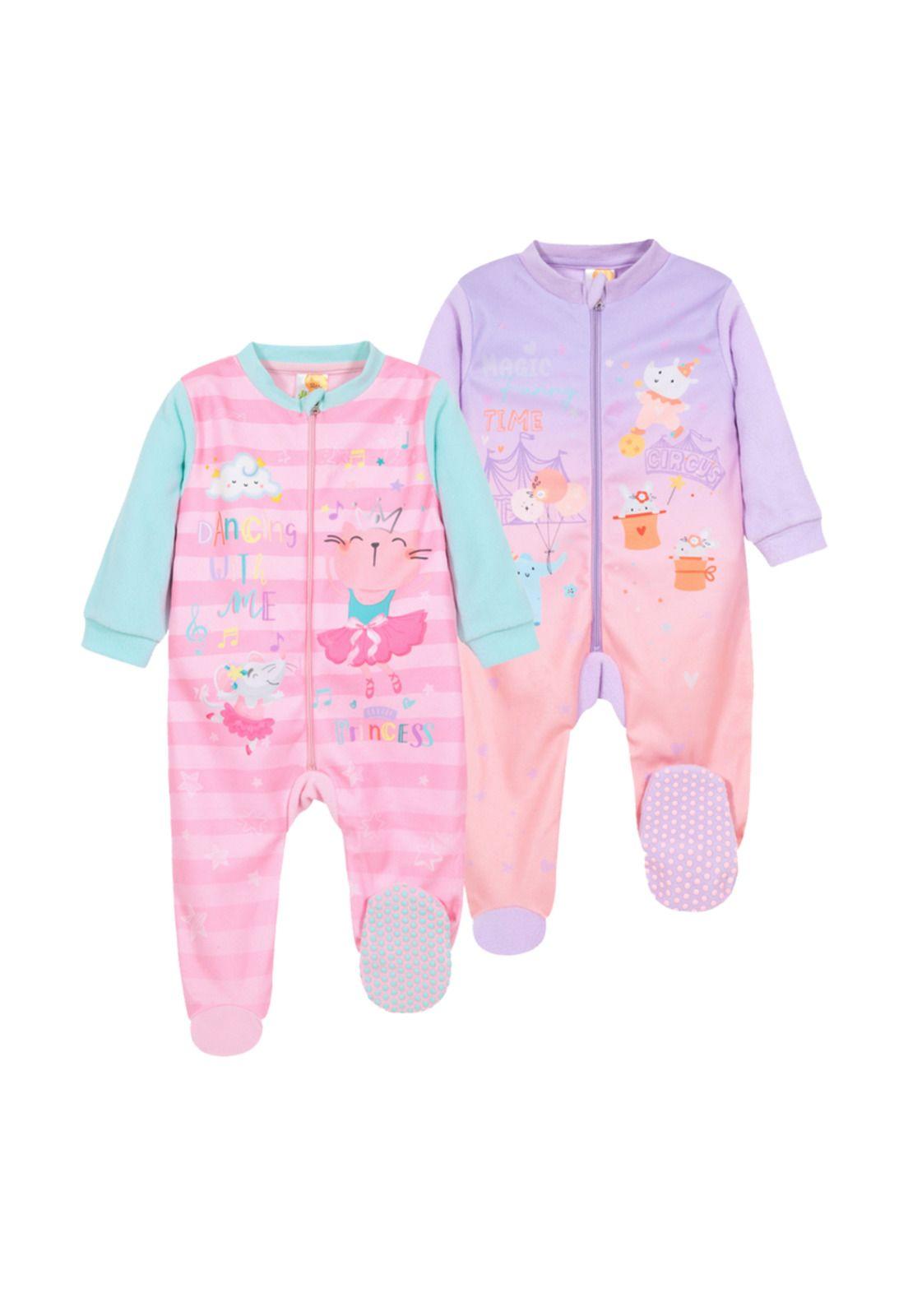 Pack 2 Pijama Bebé Niña Polar Entero Rosado H2O-0