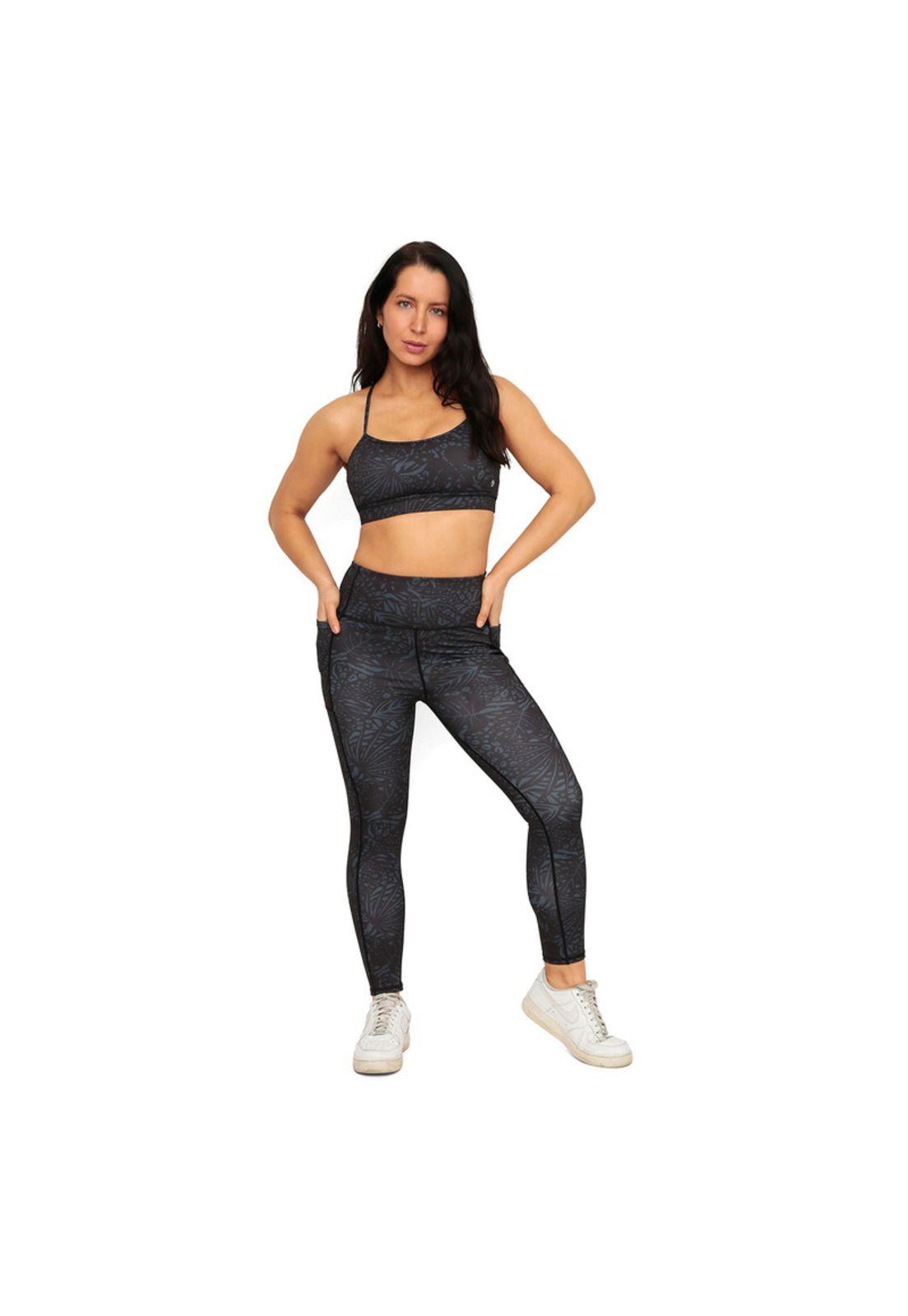 Legging Mujer Clasica con Bolsillos Estampada H2O Wear Negro-2