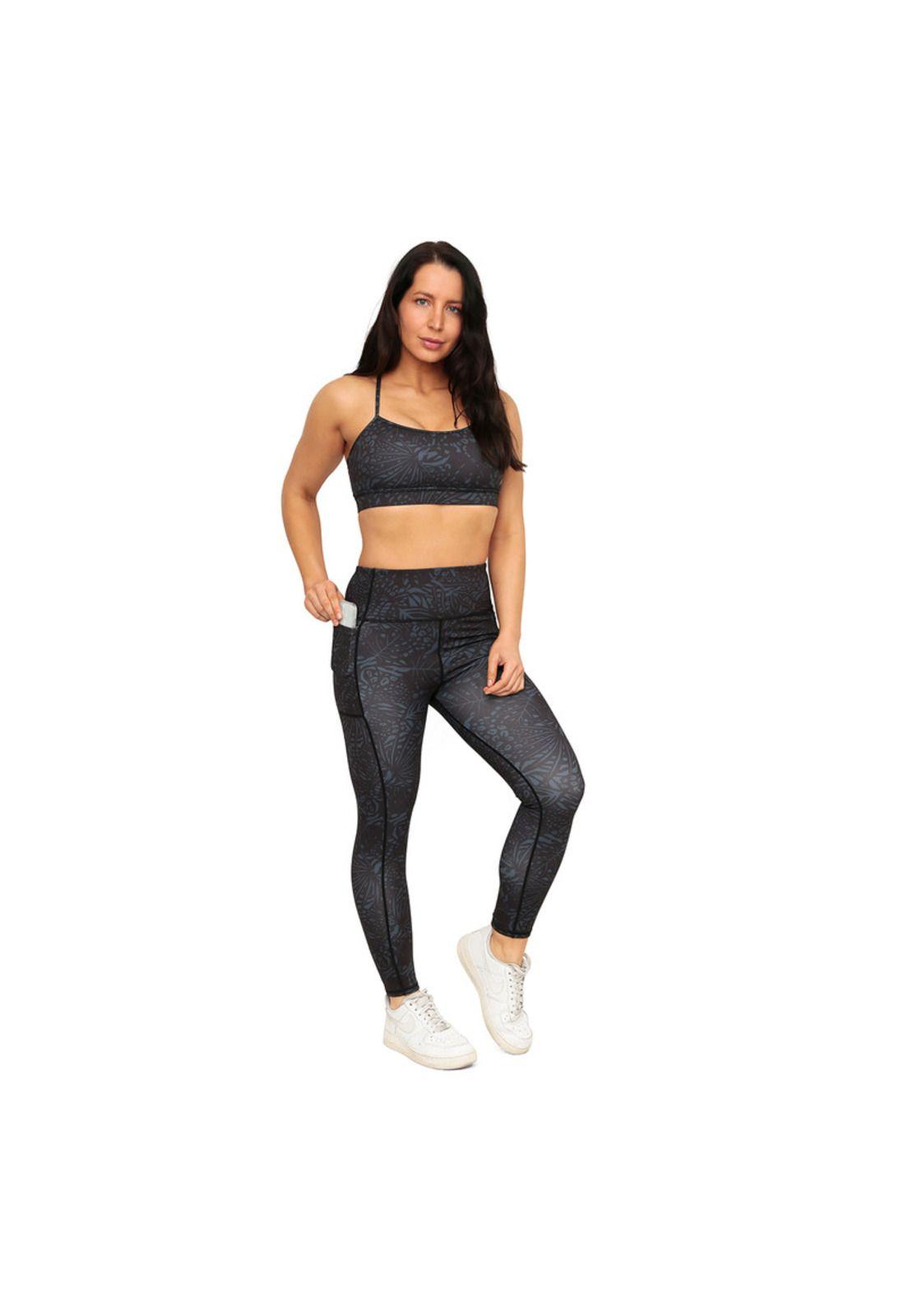 Legging Mujer Clasica con Bolsillos Estampada H2O Wear Negro-3