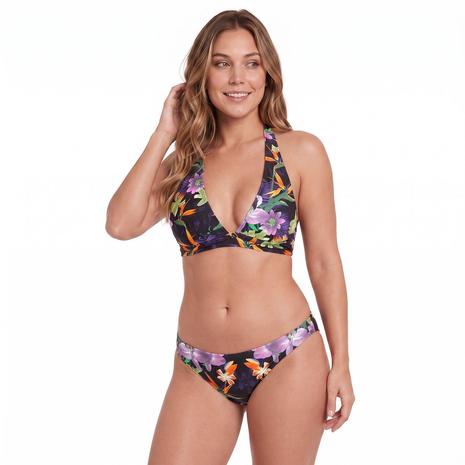 Traje de Baño Bikini Halter para Mujer Negro-2
