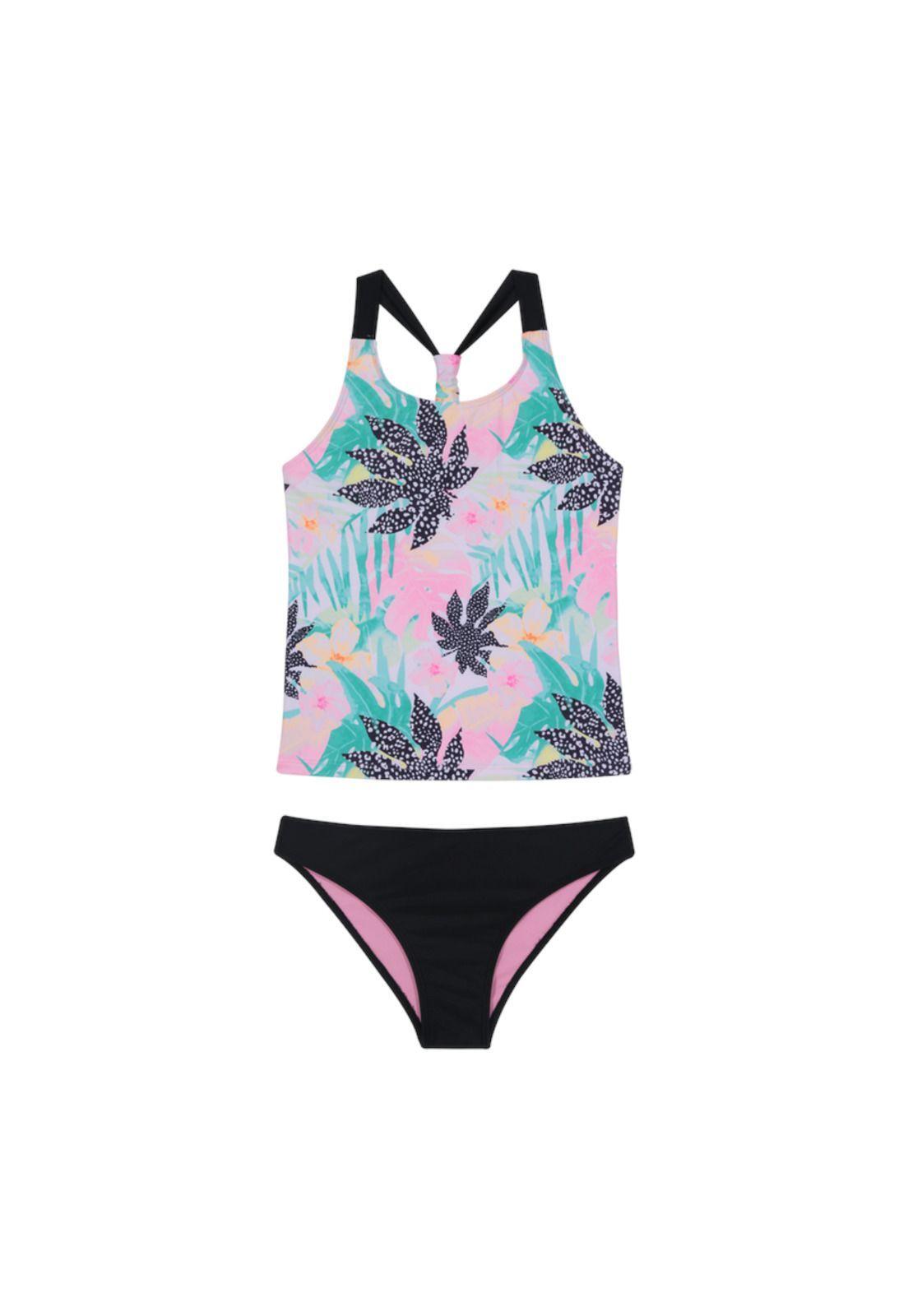 Traje de Baño Tankini UV30+ Espalda Cruzada para Teens Niña Blanco-0